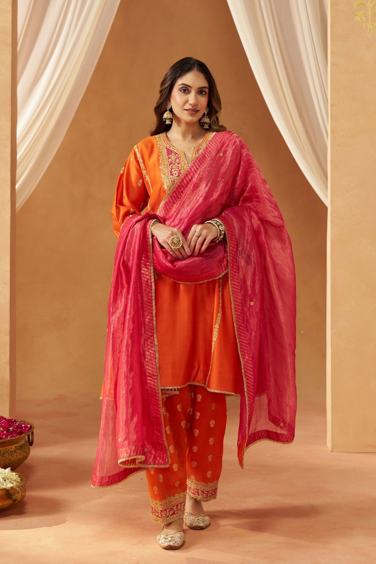 Mahgul Burnt Orange Kalidar Chahunga Set