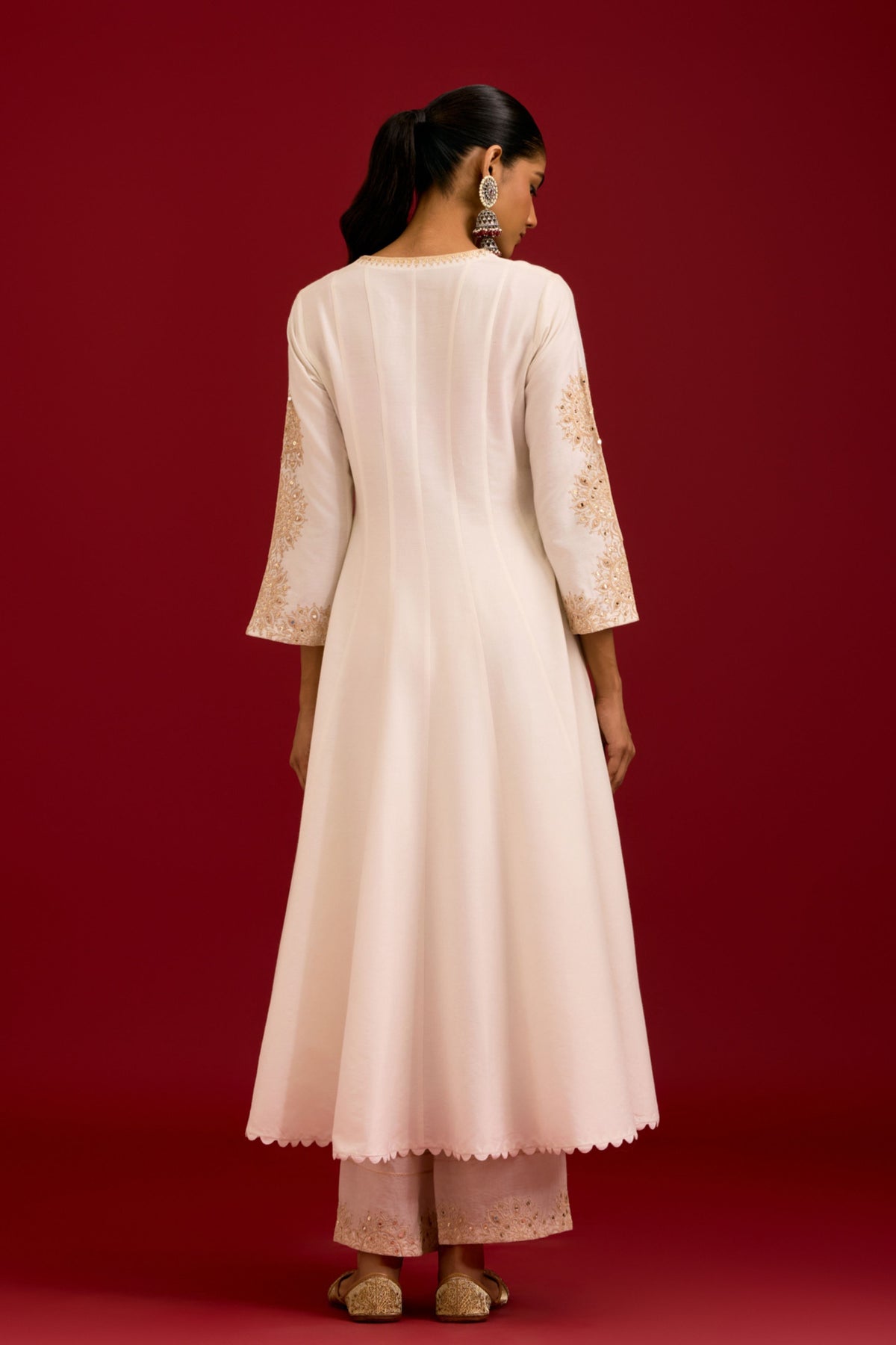 Ivory Embroidered Anarkali Set
