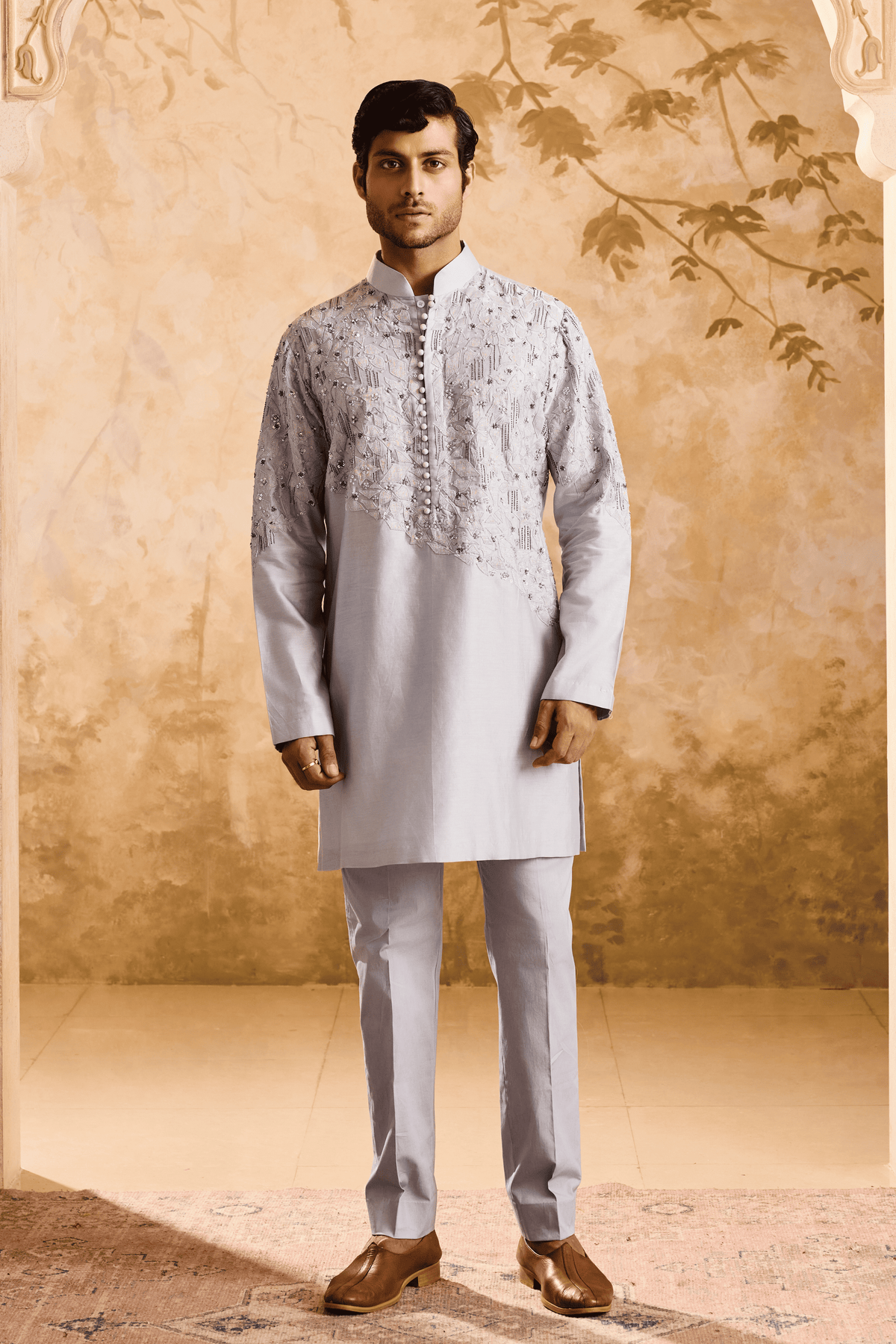 Embroided Powder Blue Kurta Set