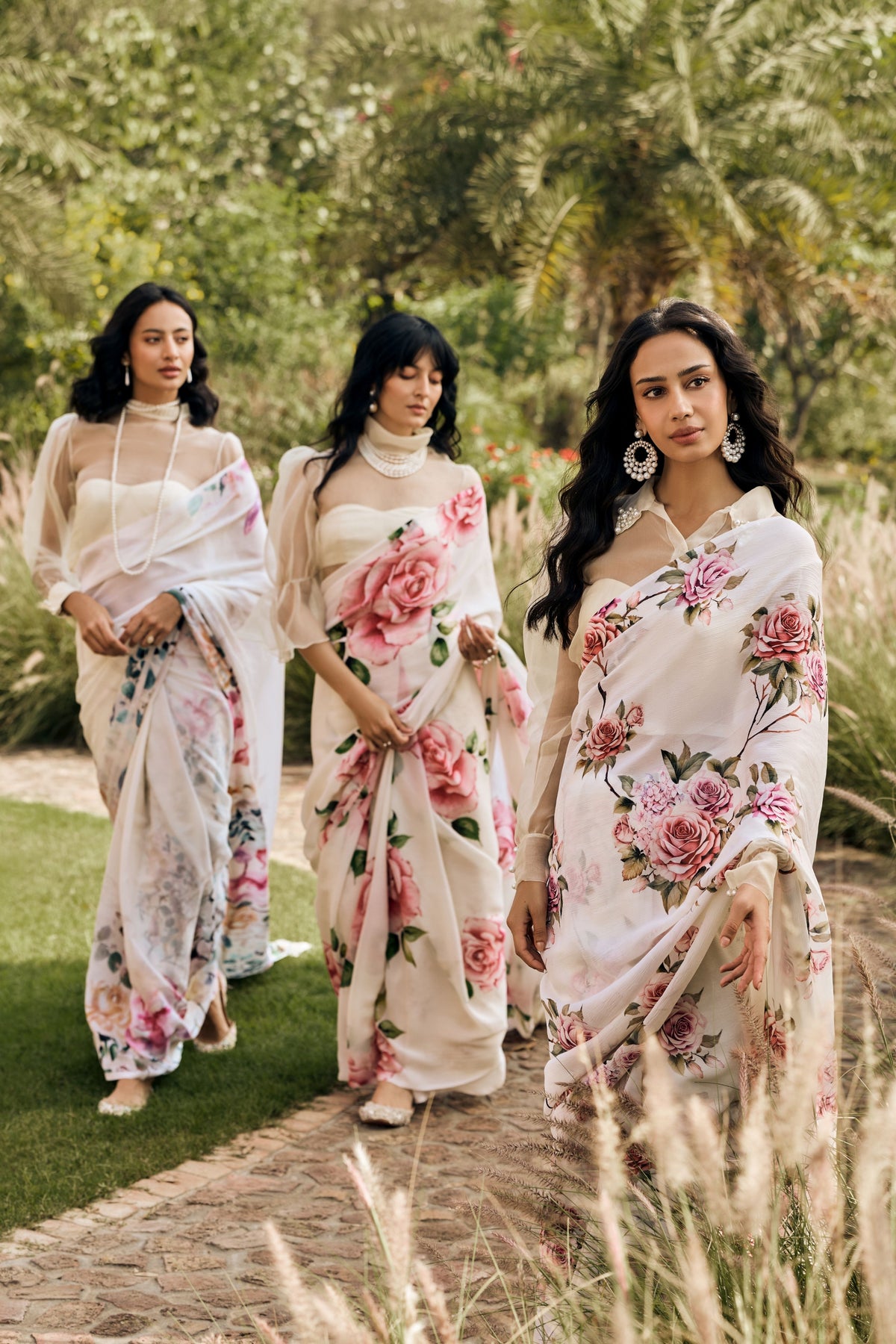 Helen White Chiffon Saree