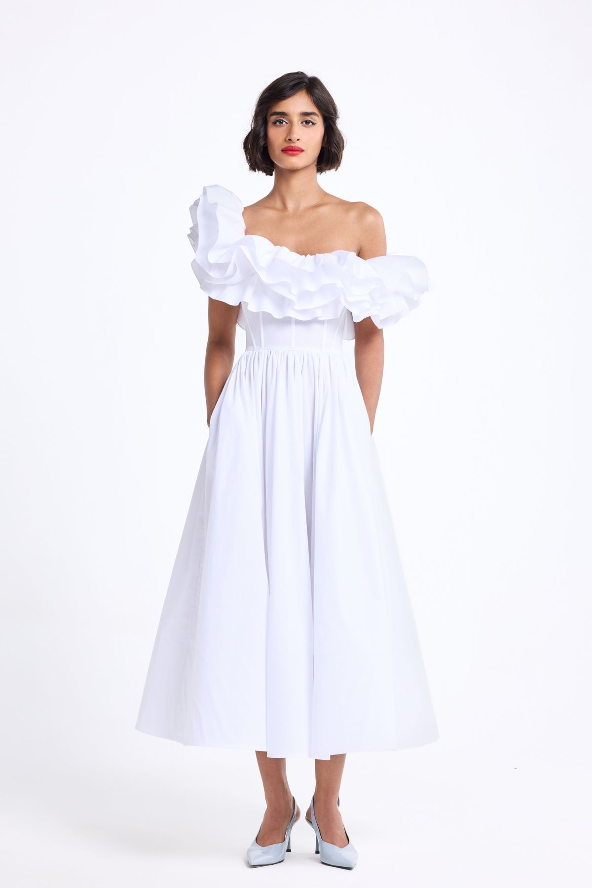 Ruffled Corsetted Midi