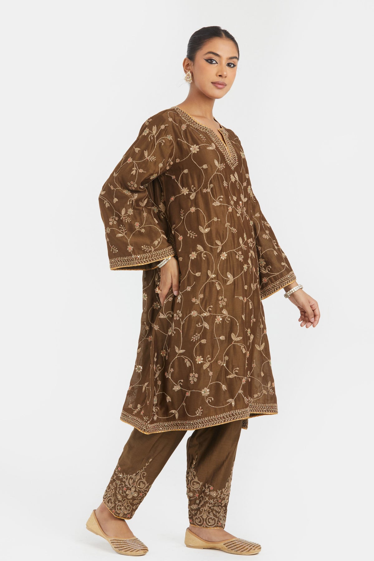 Olive A-line Kurta Set