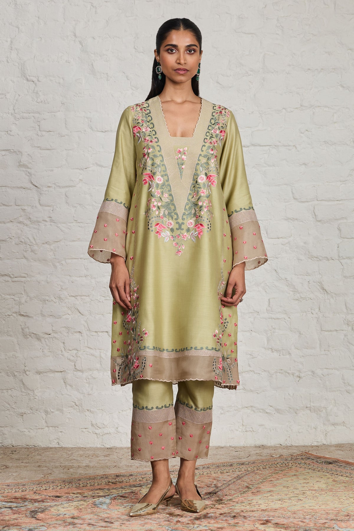 Sage Green Long Kurta Set