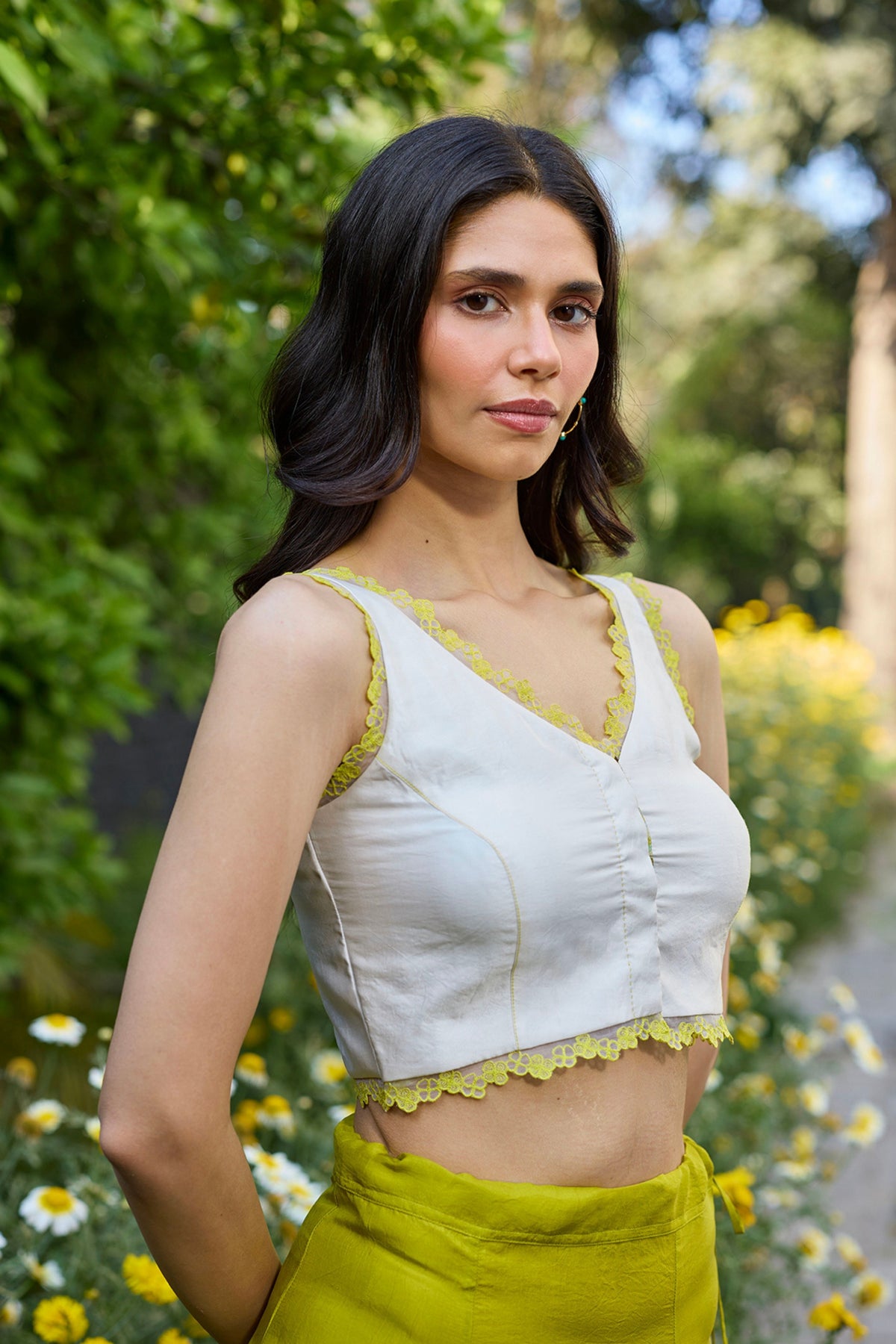 Petal & Path Ivory Embroidered Blouse