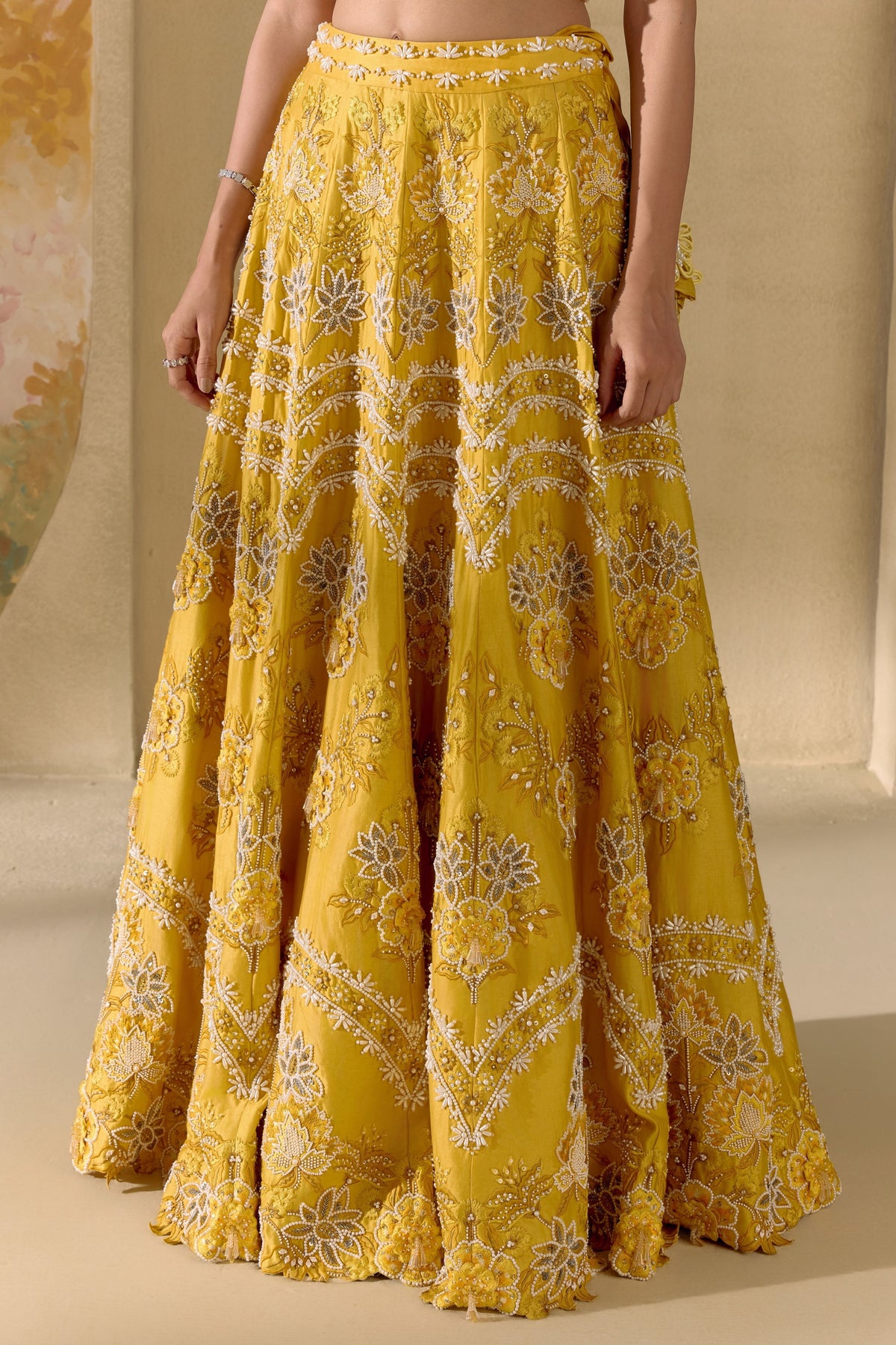 Yellow Multitonal Floral Lehenga