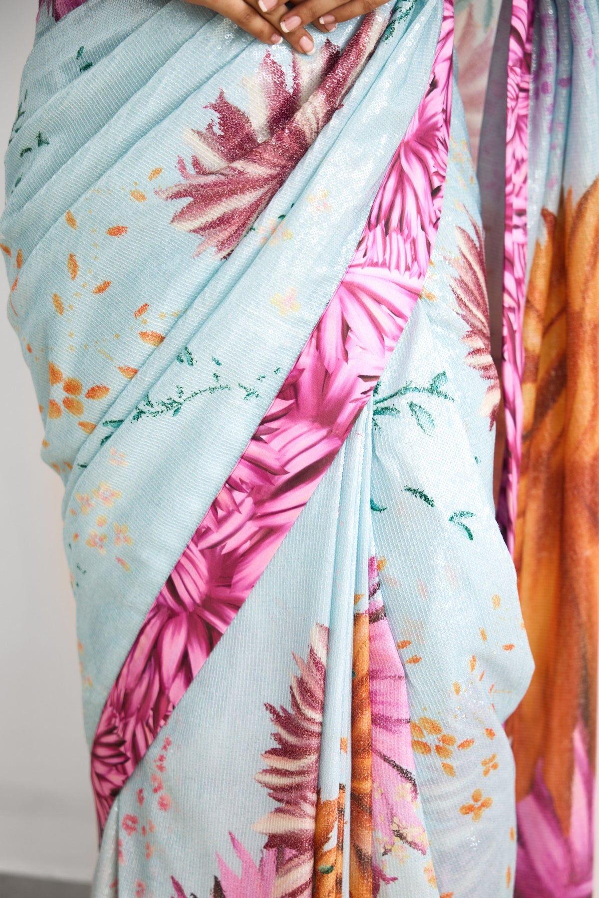 Bright Flower Saree Set