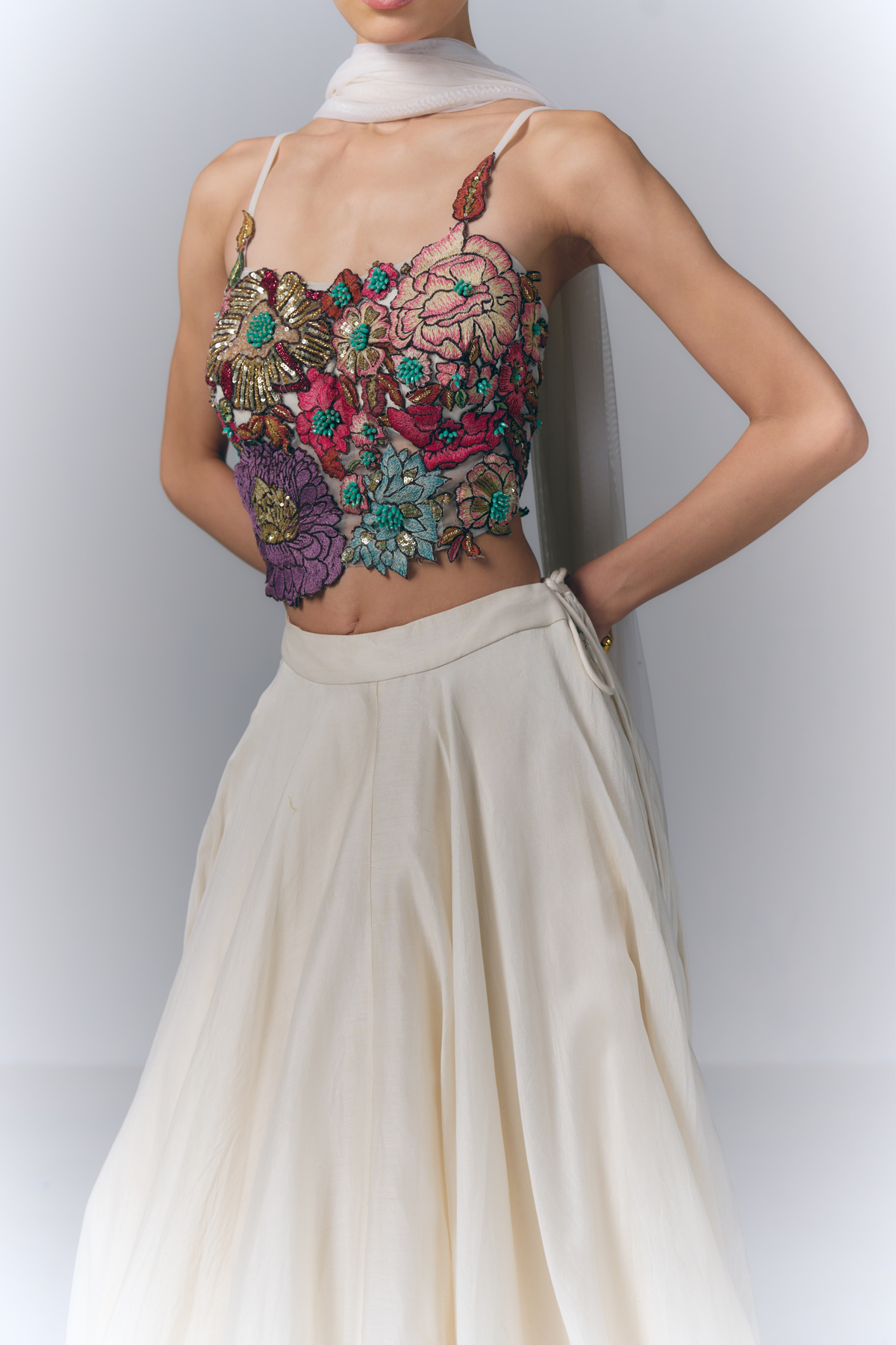 Flora Applique Skirt Set