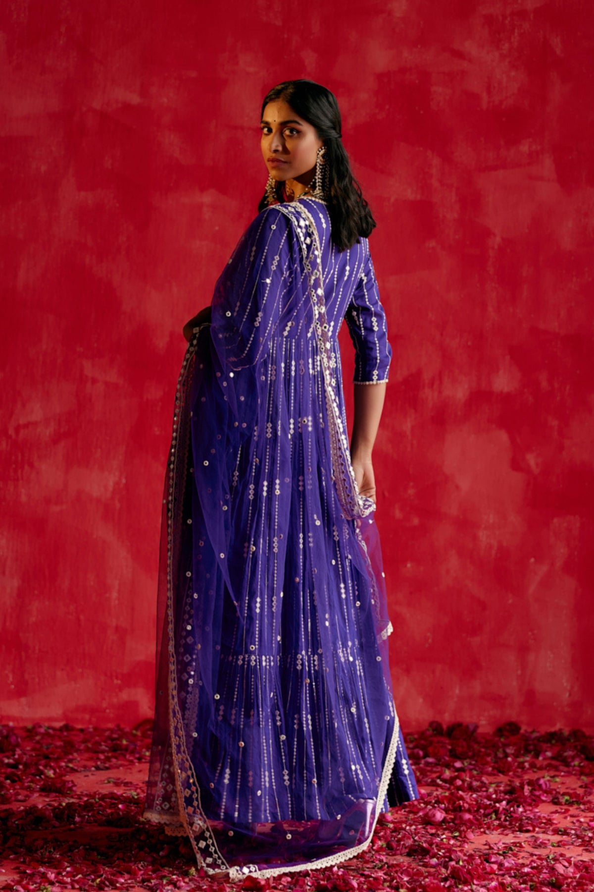 Purple Three Diamond  Anarkali Set
