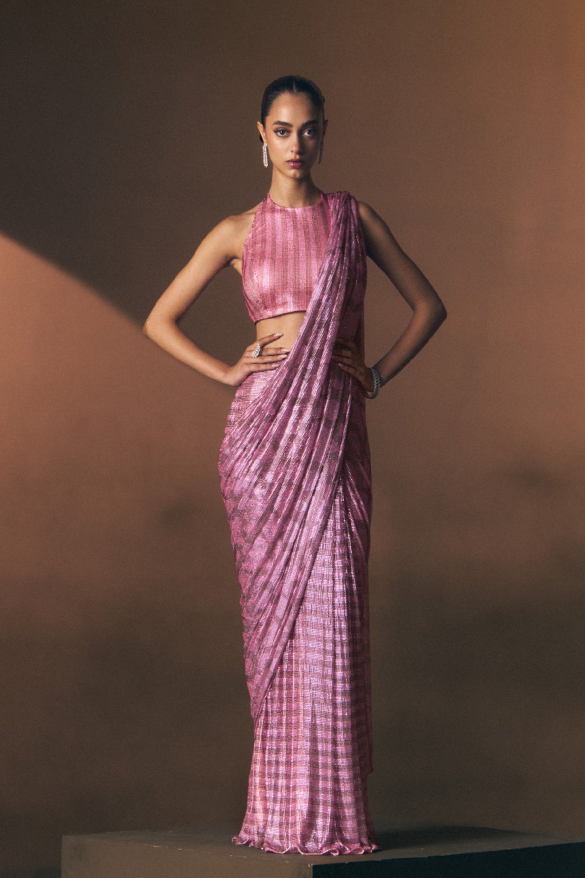 Coral Drape Saree Set