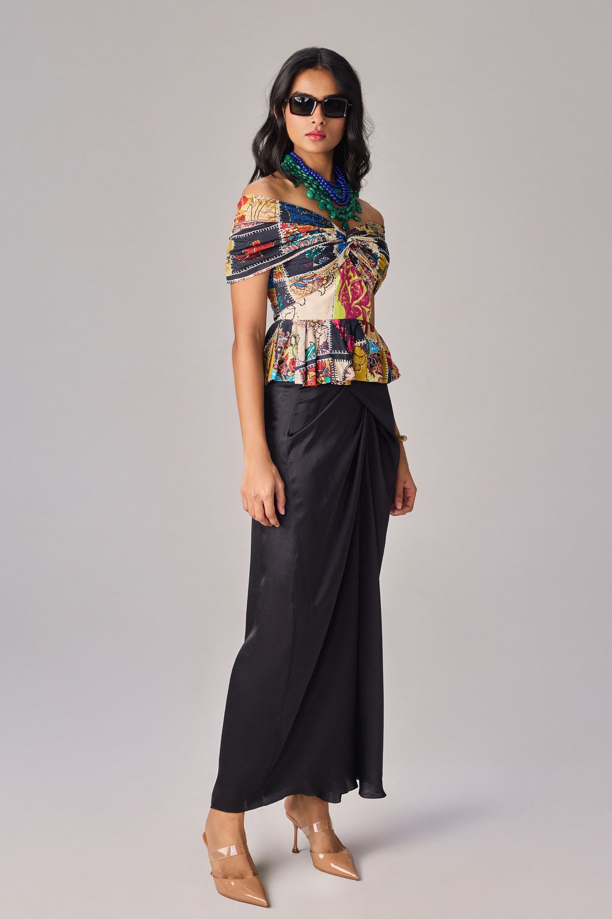 Black Zuri Asymmetric Maxi Skirt