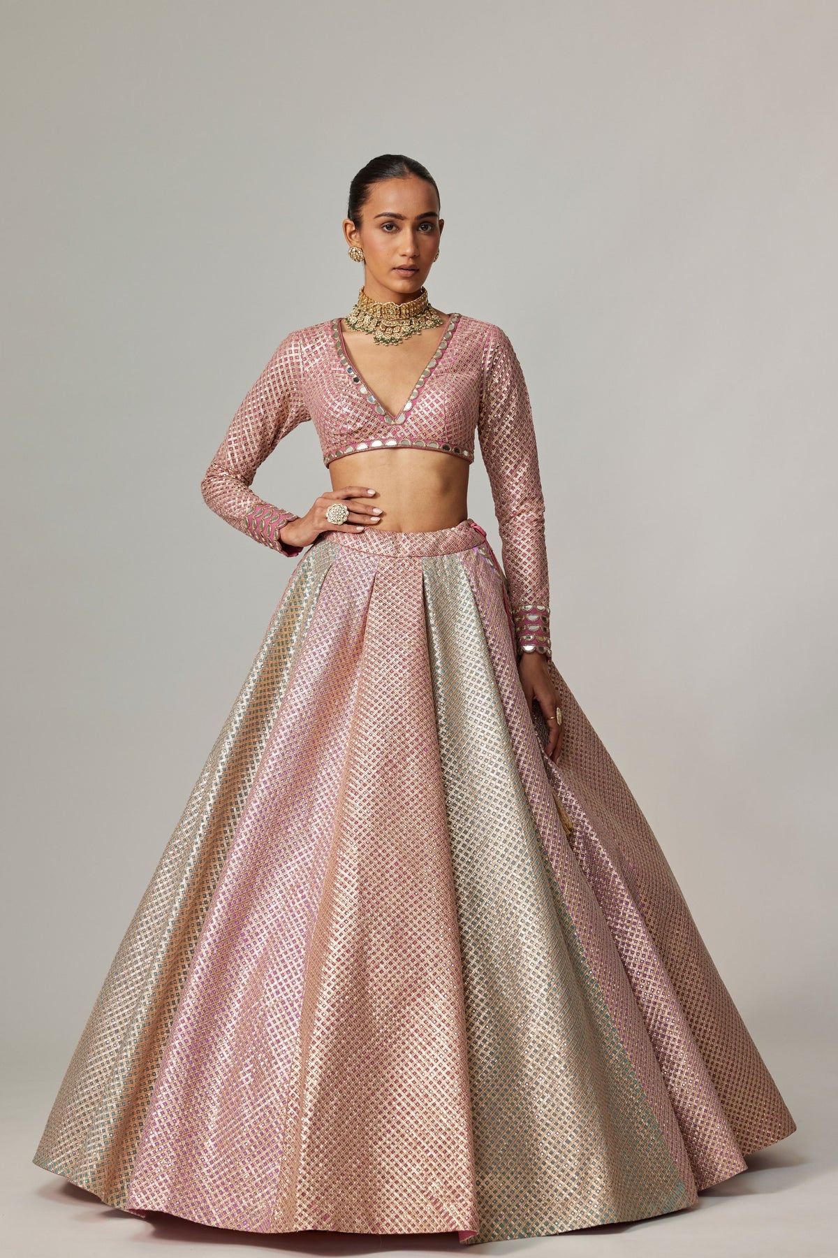 Dark Blush Multicolor Lehenga Set