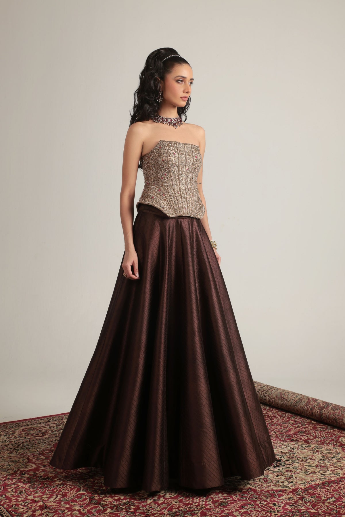Corset Quilted Lehenga Set