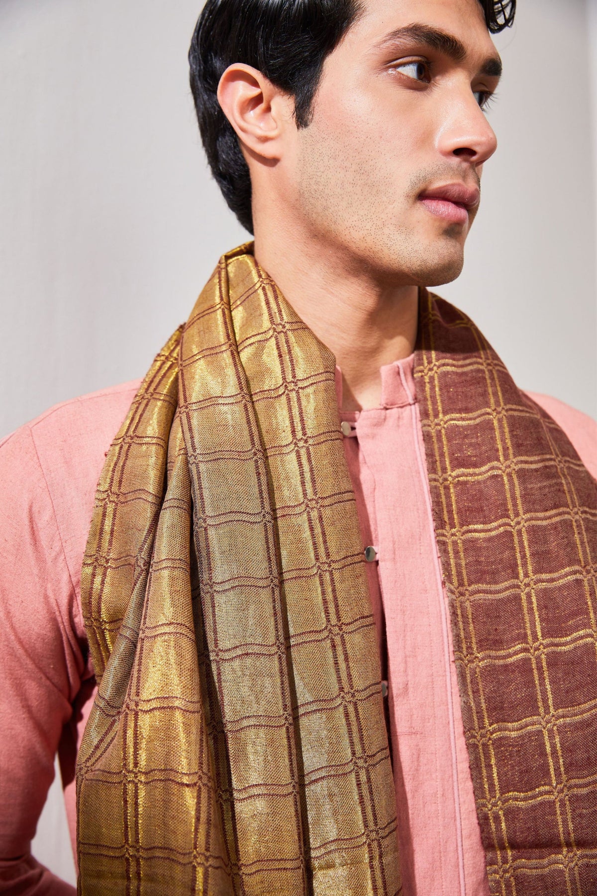 Zari Reversible Dark Brown Stole
