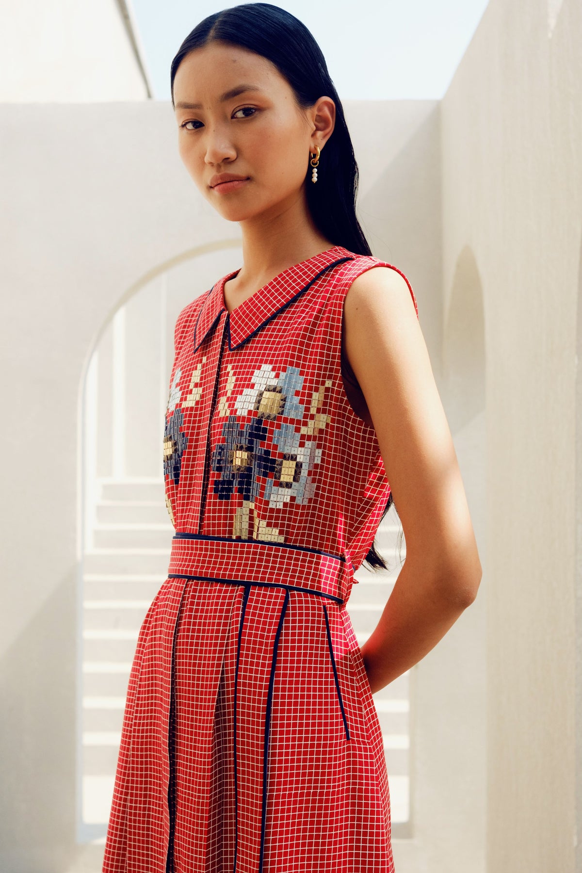 Red Mini Check Dress