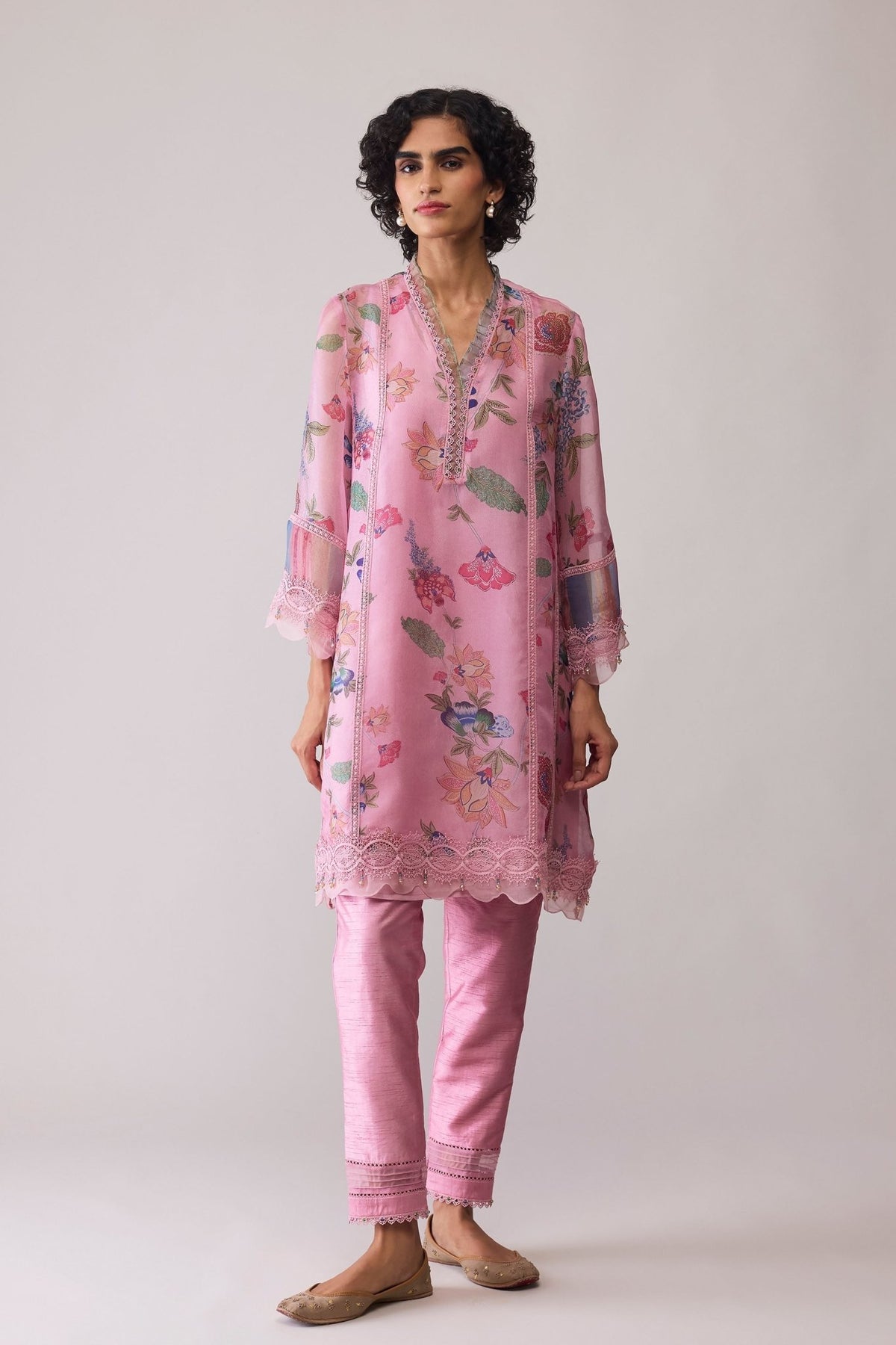 Farida Pink Print Kurta Set
