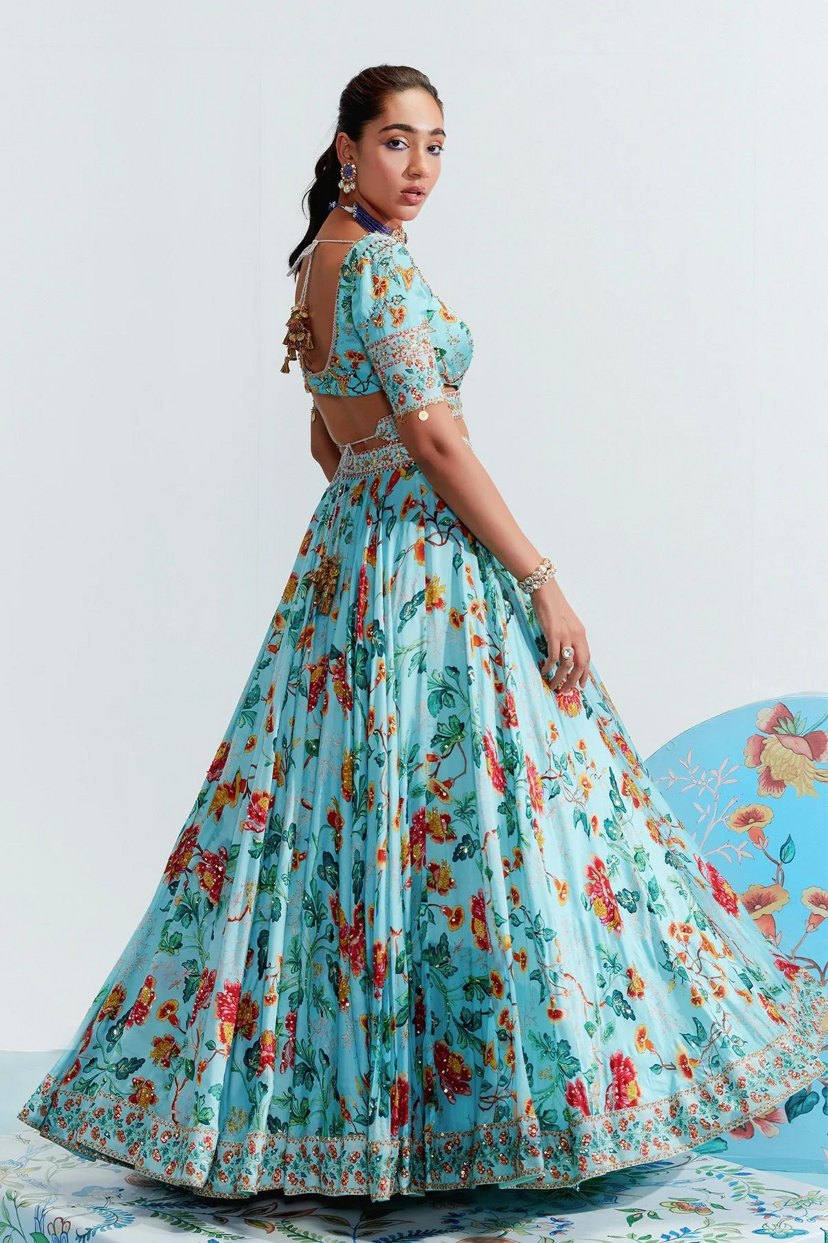 Samara Blue Embroidered Lehenga Set