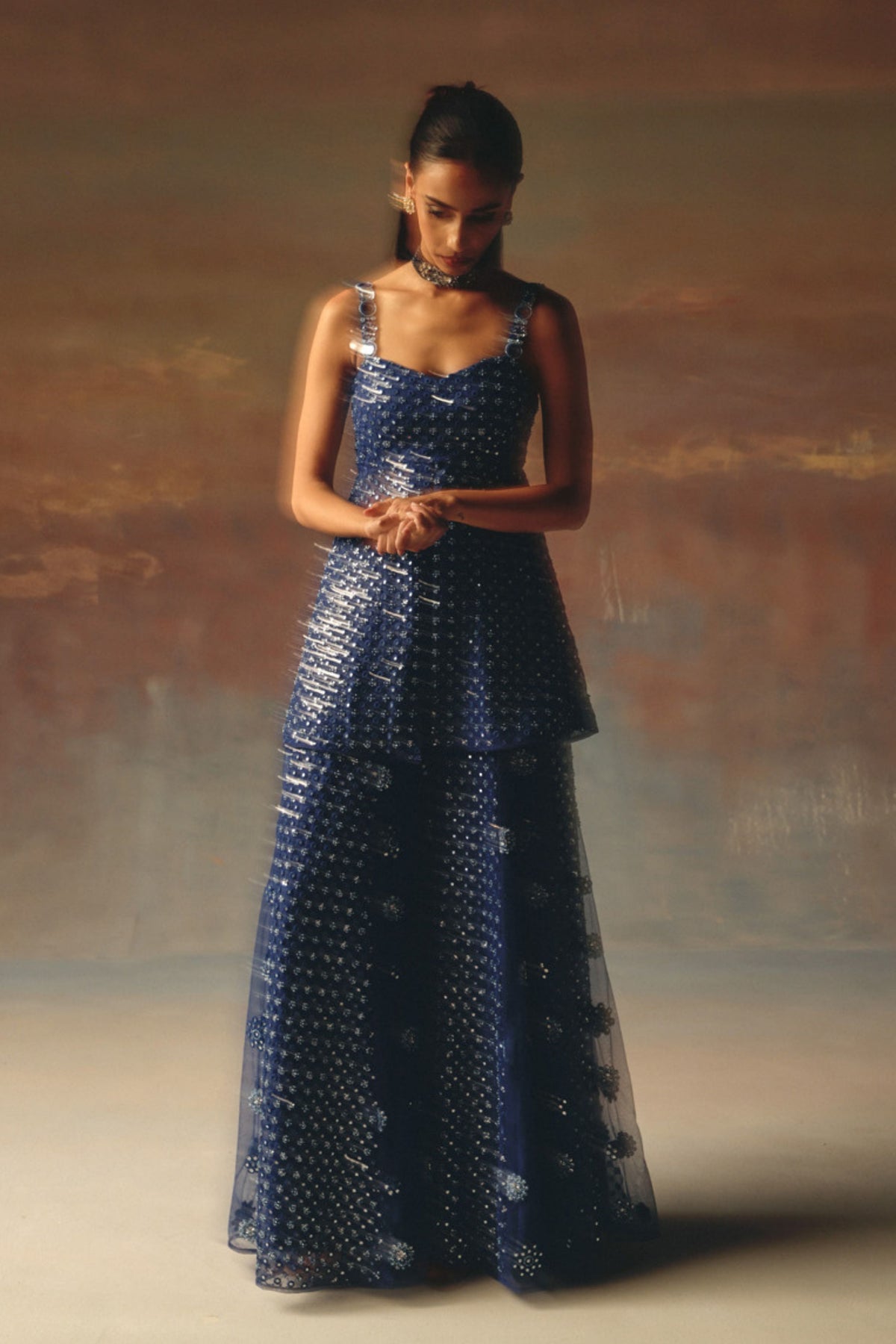 Blue Flared Sharara
