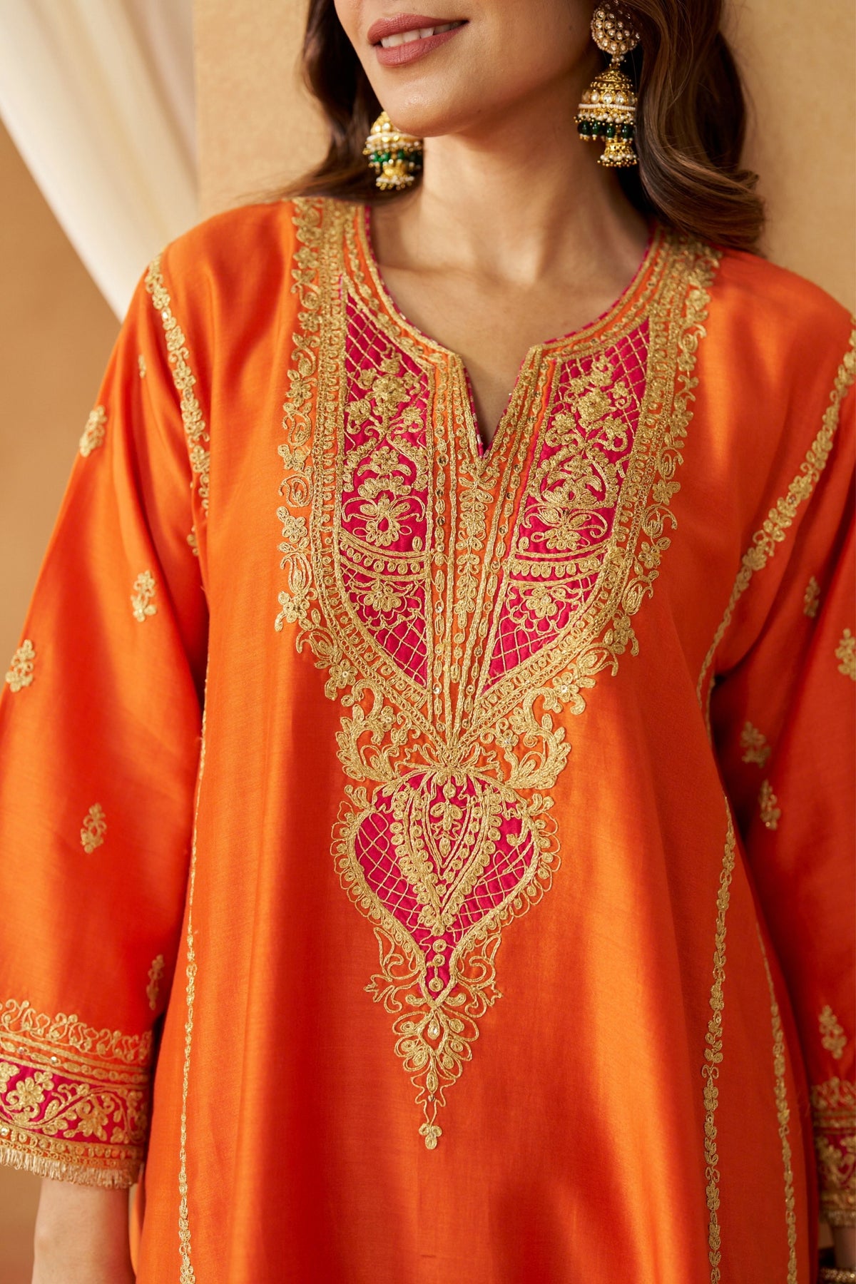 Mahgul Burnt Orange Kalidar Chahunga Set