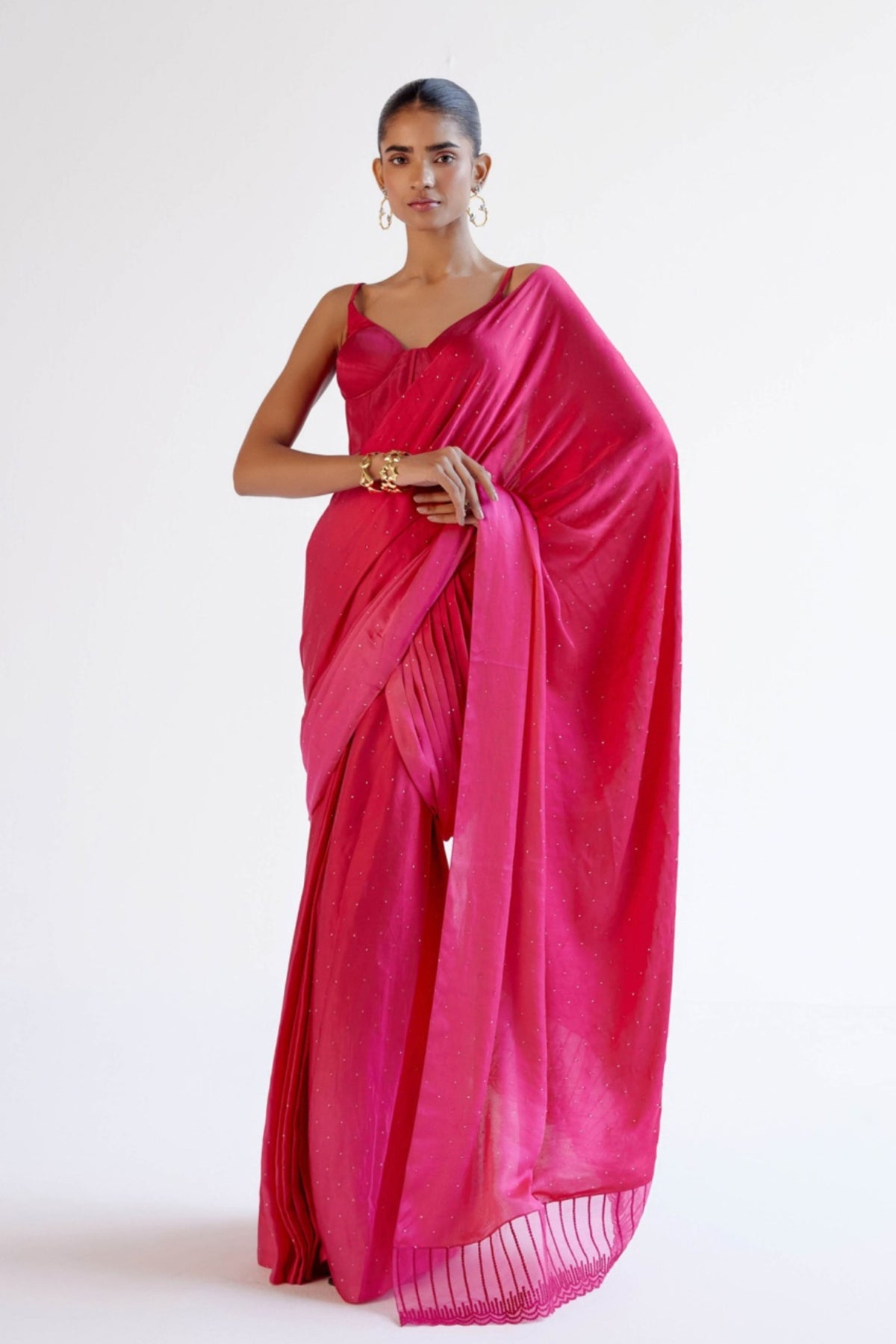 Fuchsia Pink Saree Set