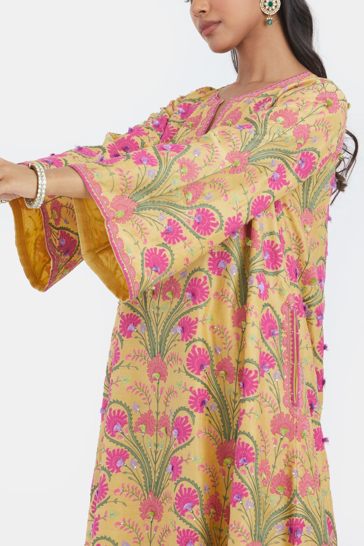 Yellow Silk Chanderi Kurta Set