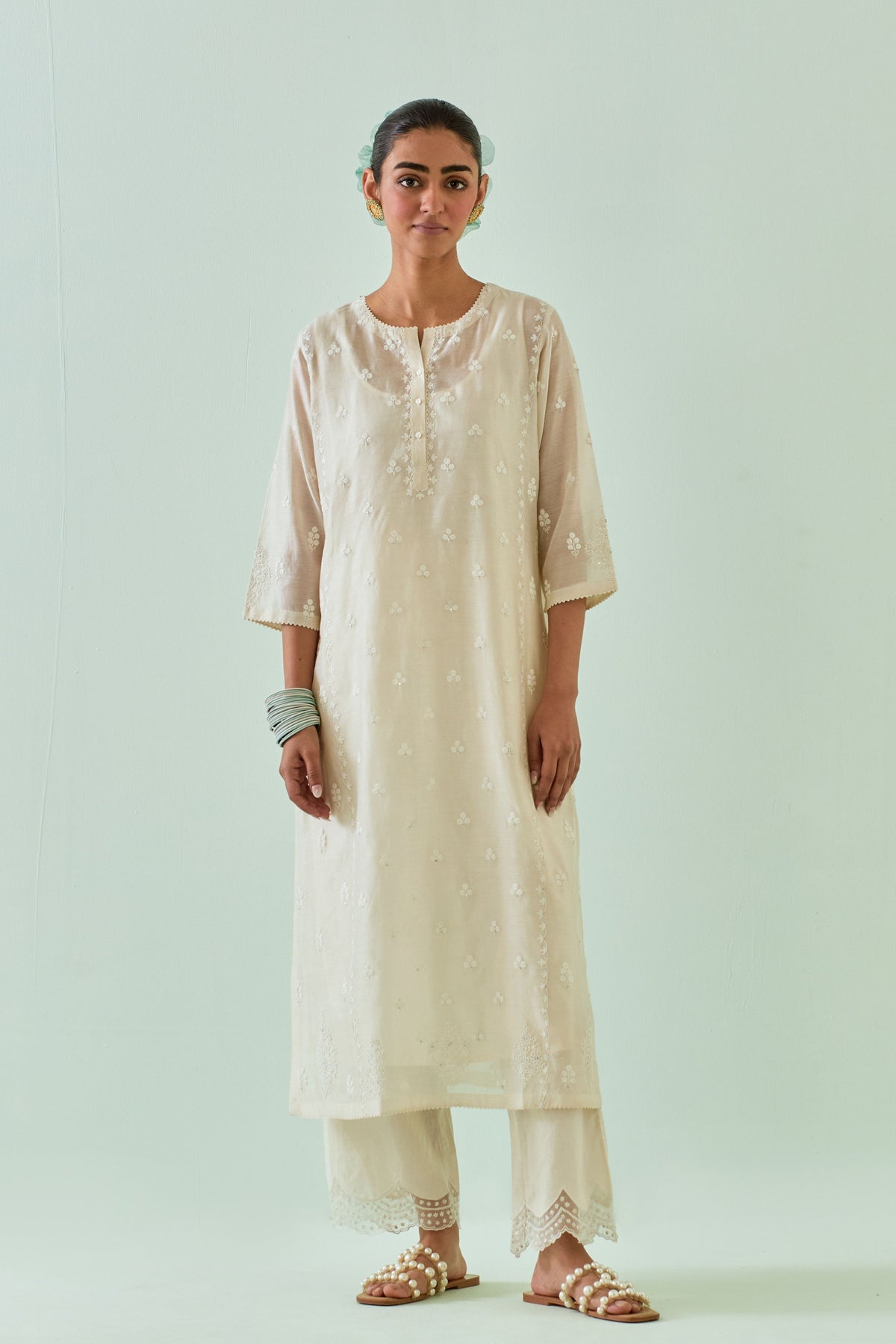 Off White Straight Kurta Set