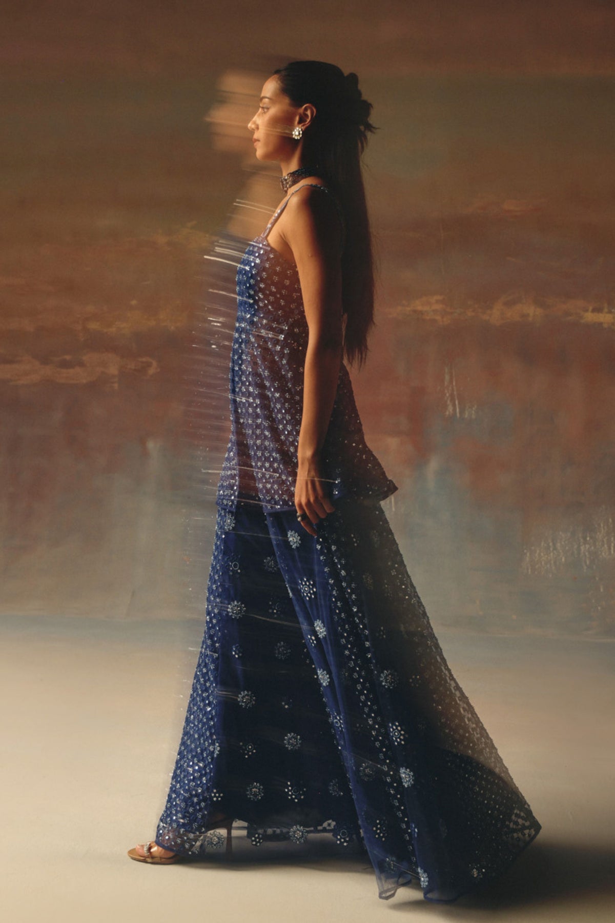 Blue Flared Sharara