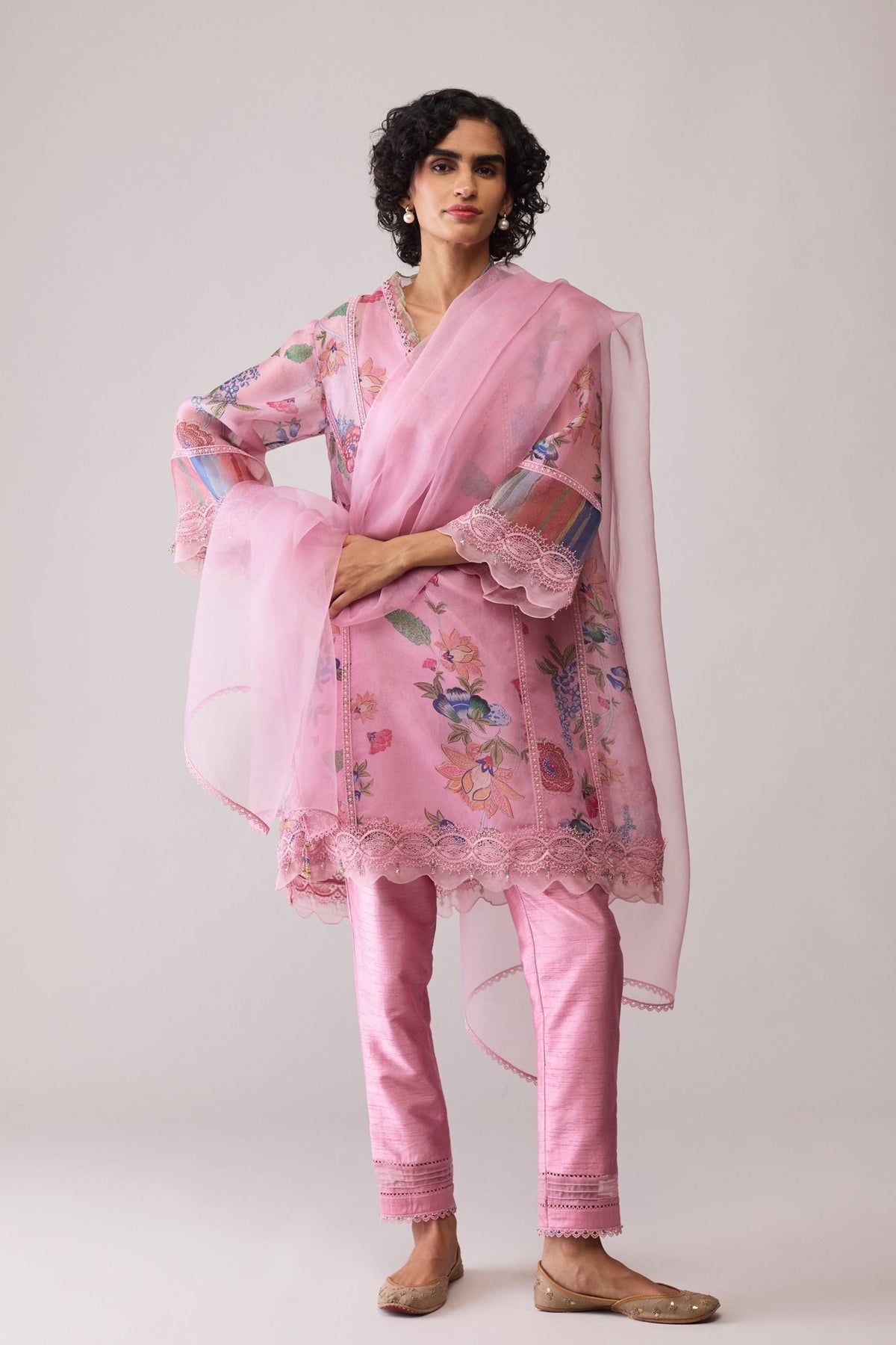Farida Pink Print Kurta Set