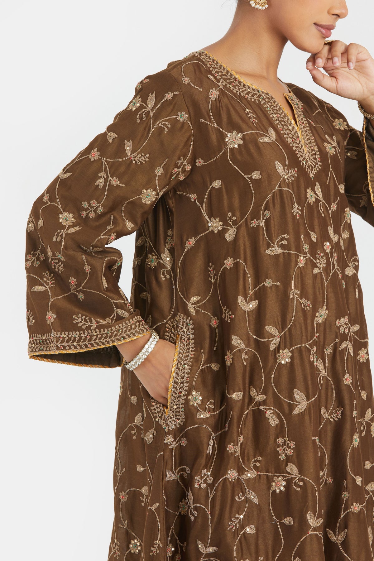 Olive A-line Kurta Set