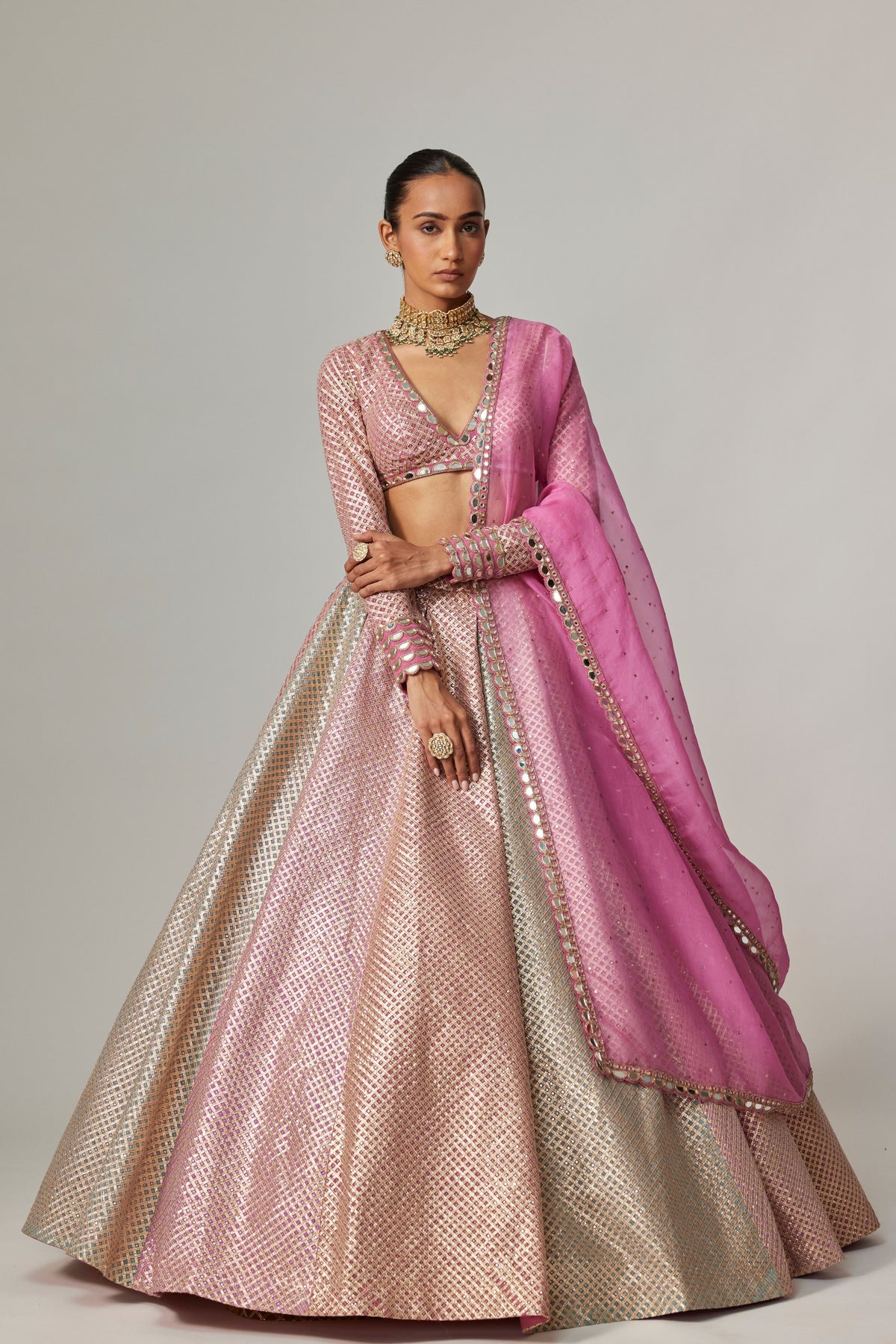 Dark Blush Multicolor Lehenga Set