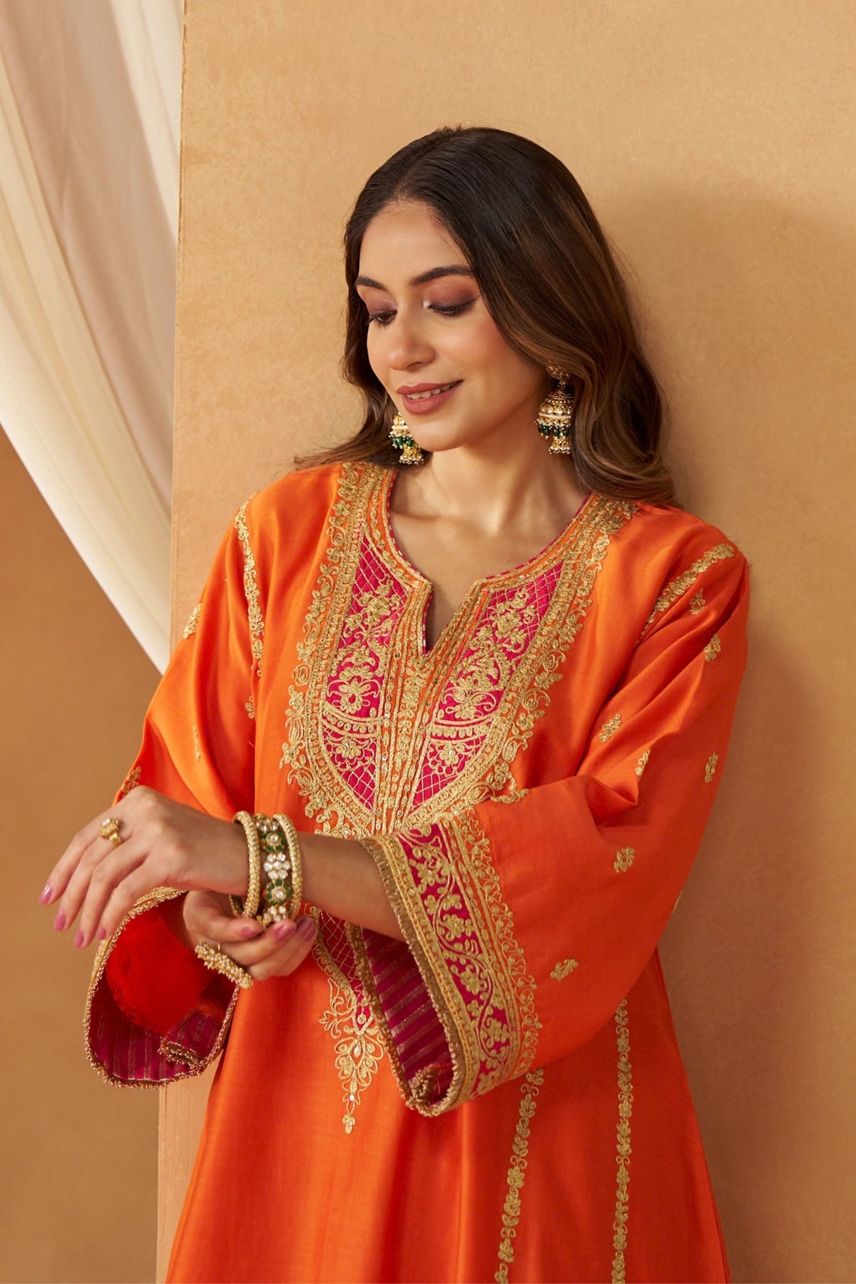 Mahgul Burnt Orange Kalidar Chahunga Set