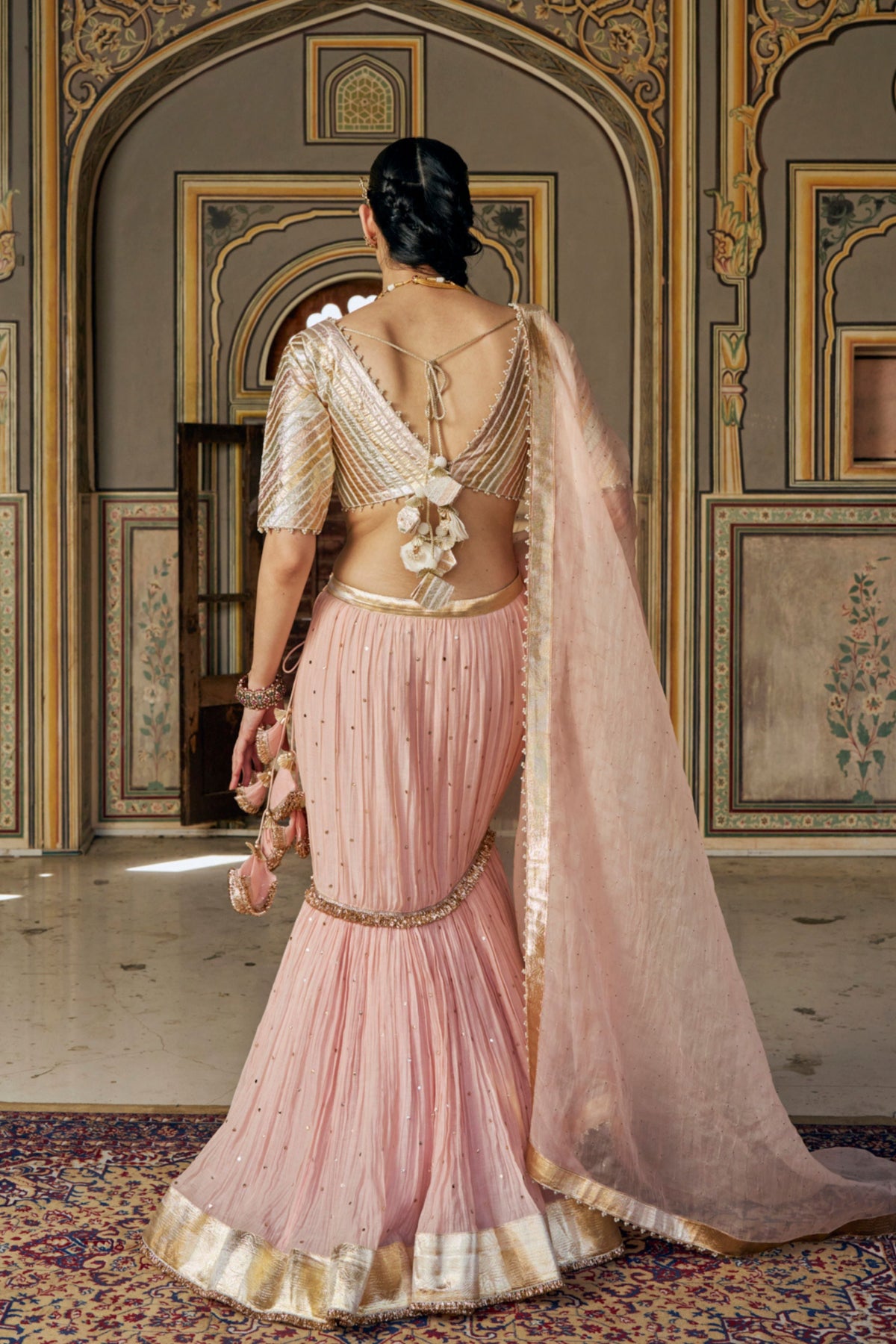 Vintage Blush Fish-Cut Lehenga Set