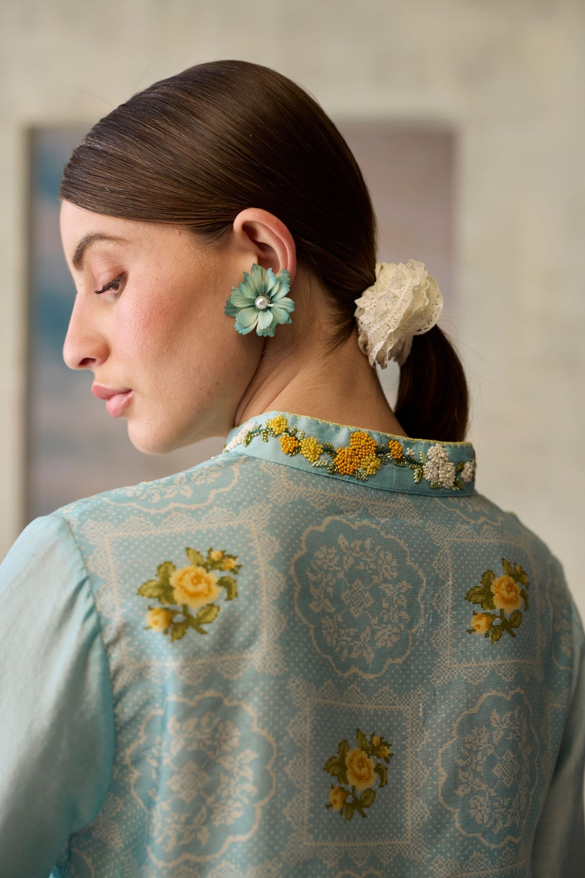 Azure Floral Printed Top