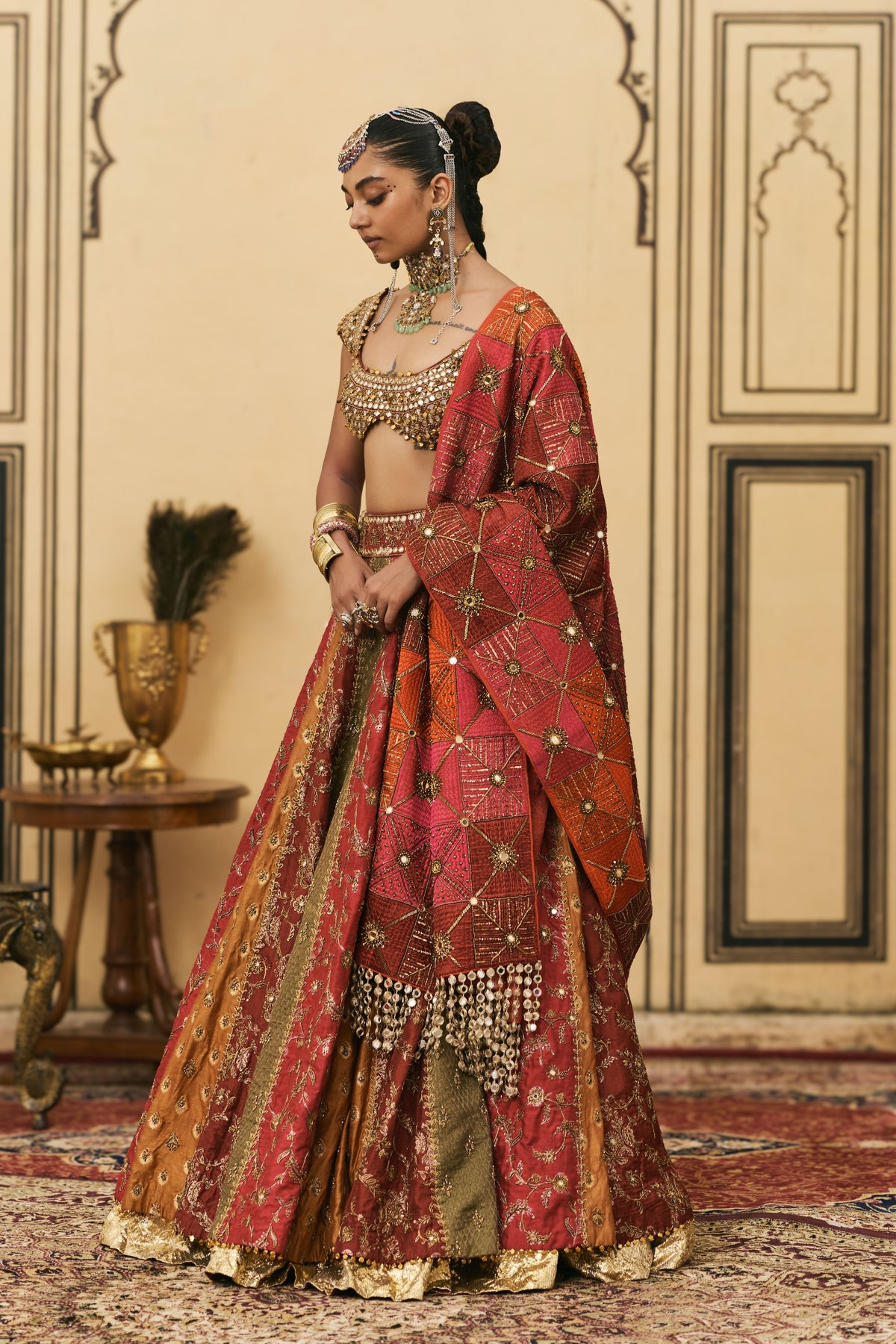 Chitrali Phulkari Lehenga Set