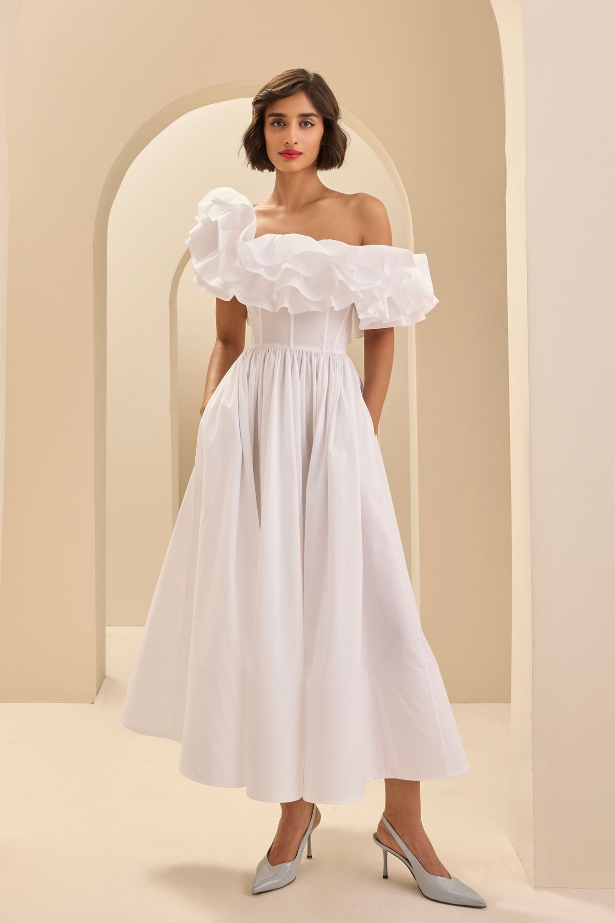 Ruffled Corsetted Midi