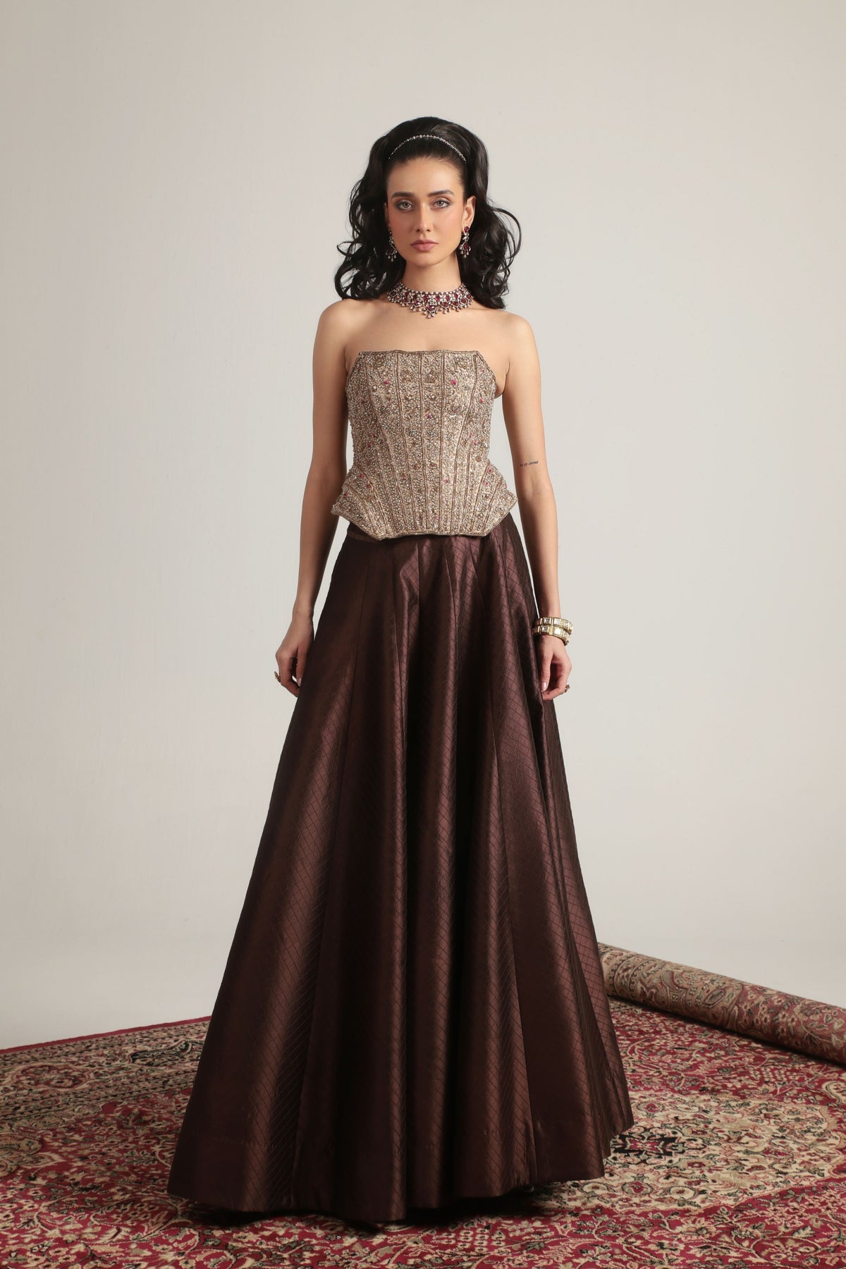 Corset Quilted Lehenga Set