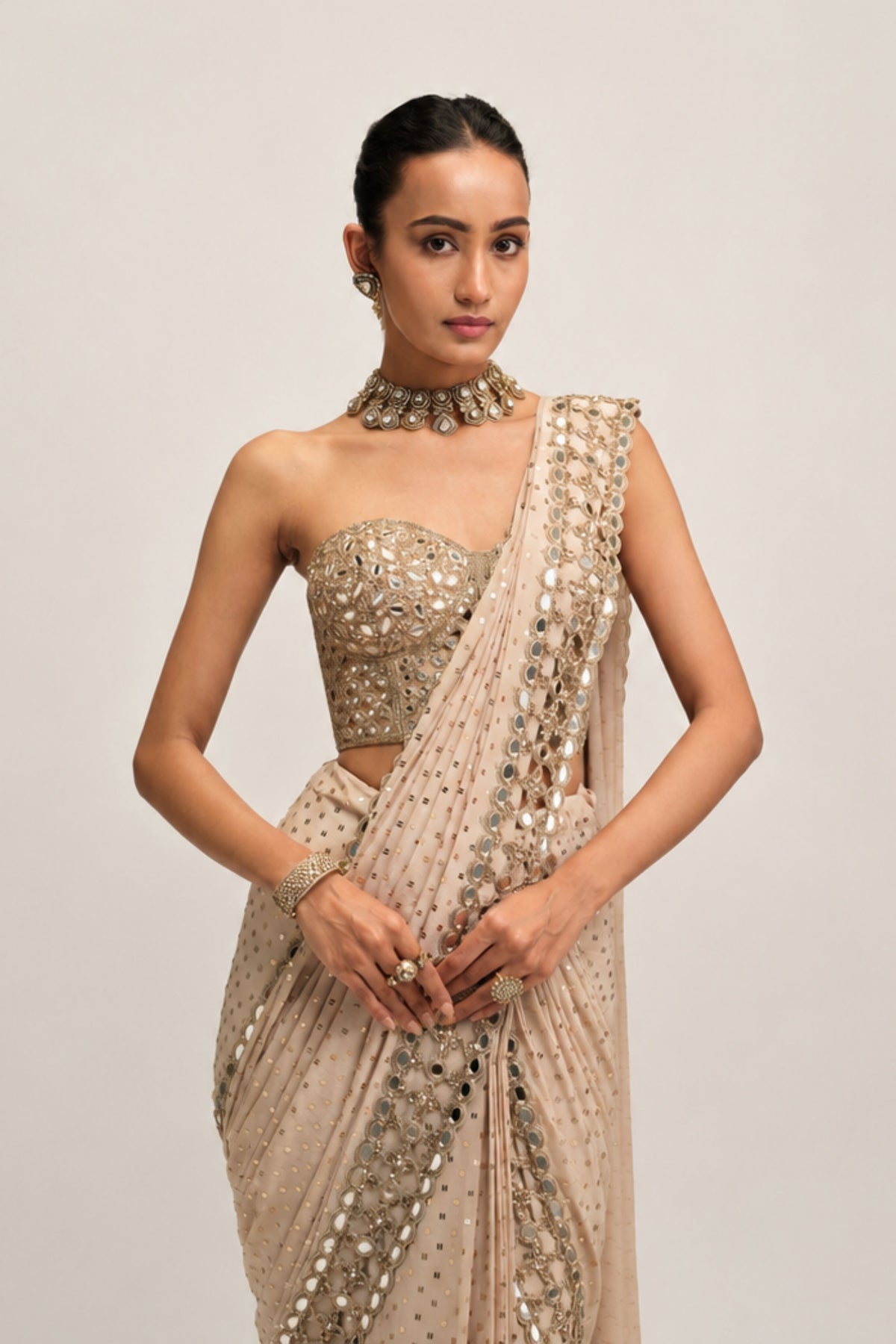 Modern Draped Saree Set