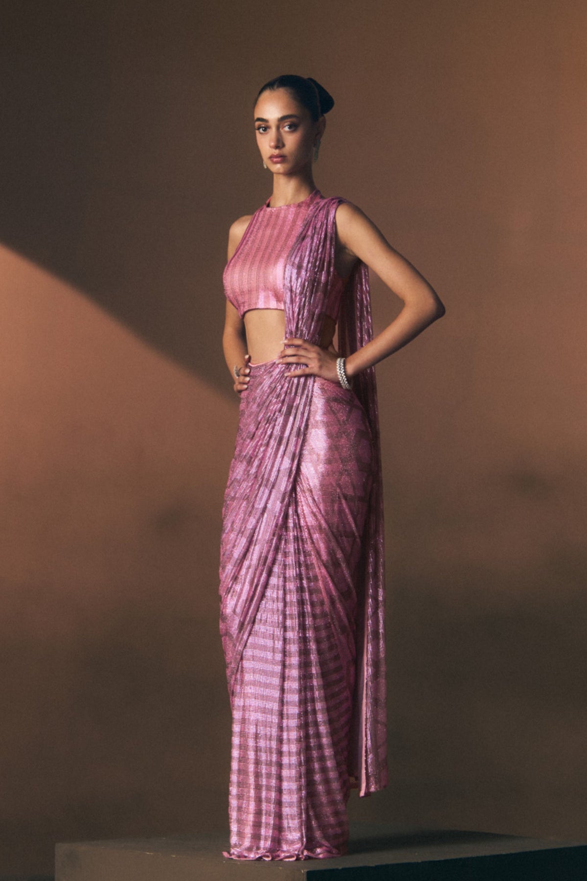 Coral Drape Saree Set