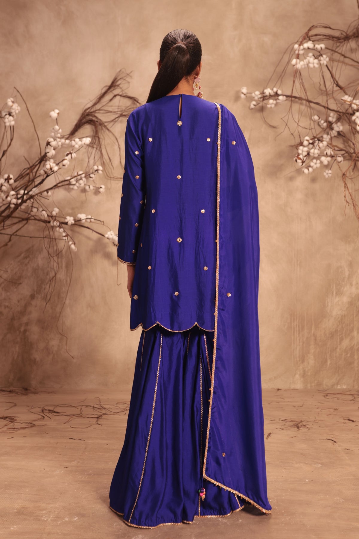 Lotus Yoke Indigo Sharara Set