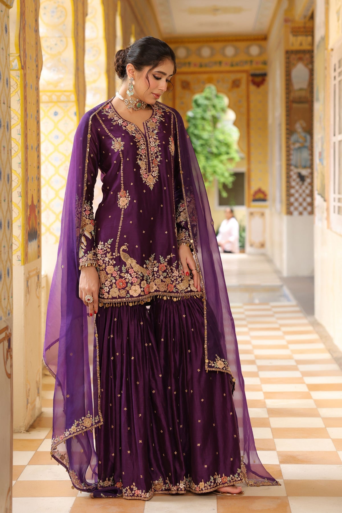 Ahista Purple Mayur Sharara Set