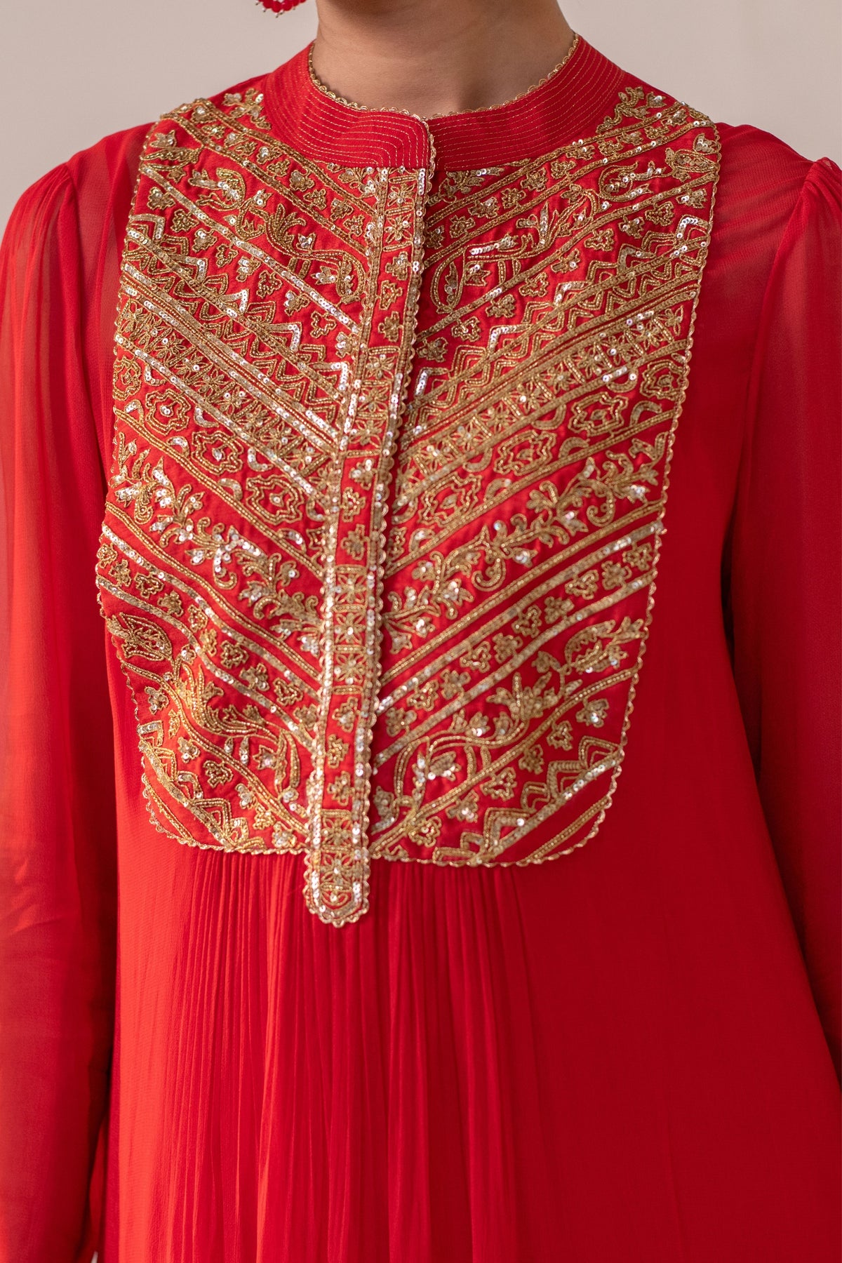 Crimson Red  Embellished  Dress