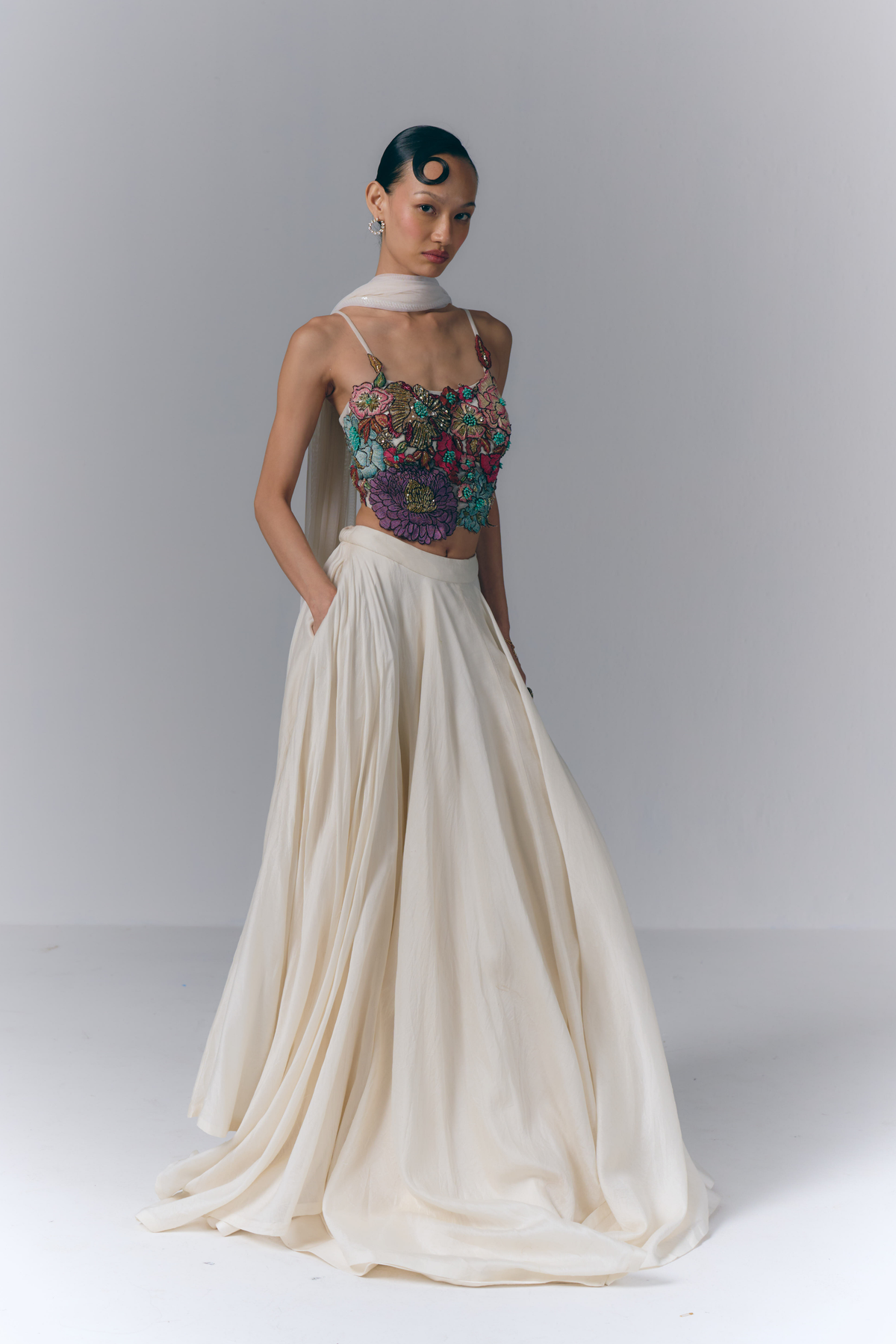 Flora Applique Skirt Set
