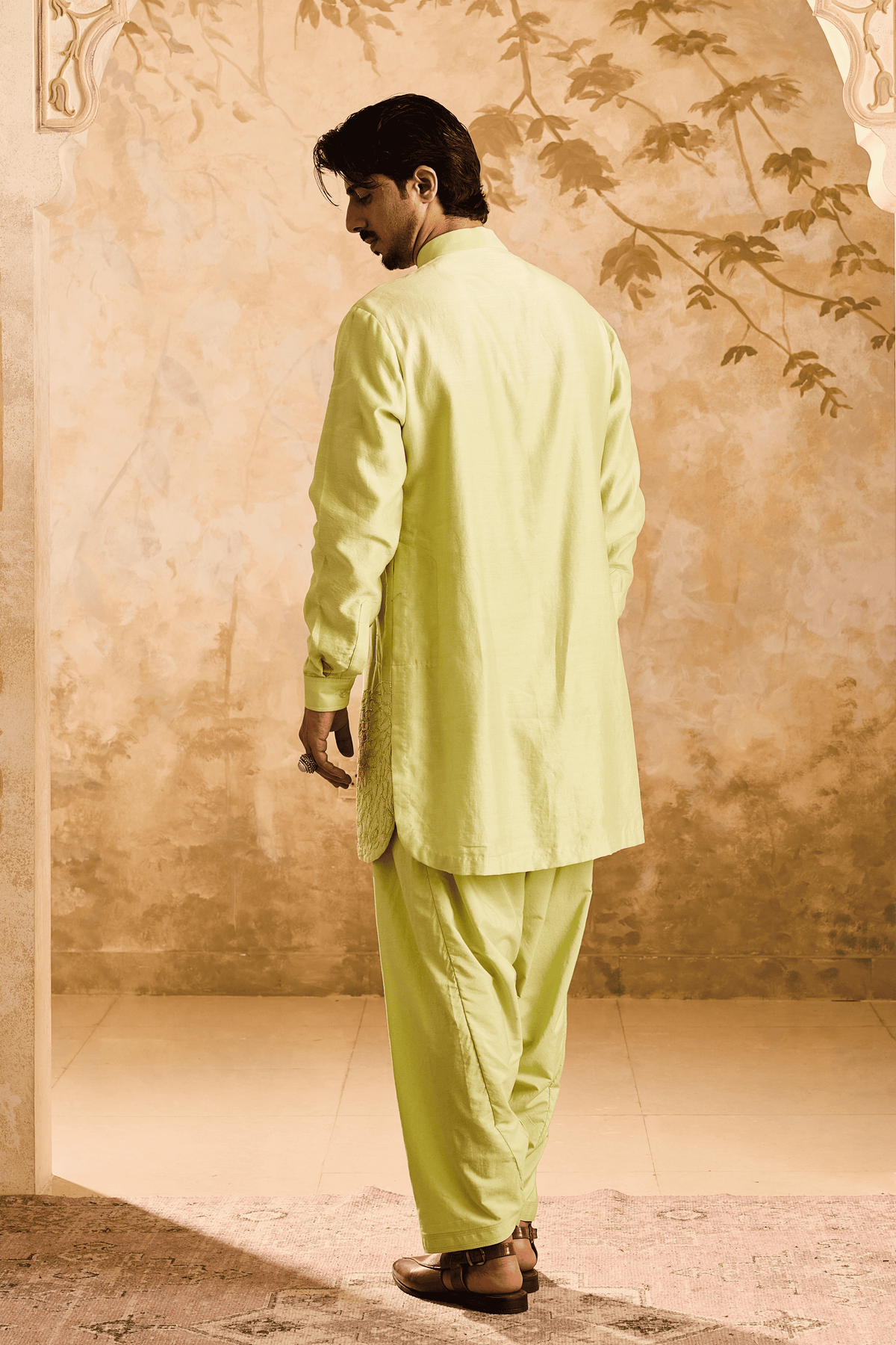 Lime Green Applique Kurta Set