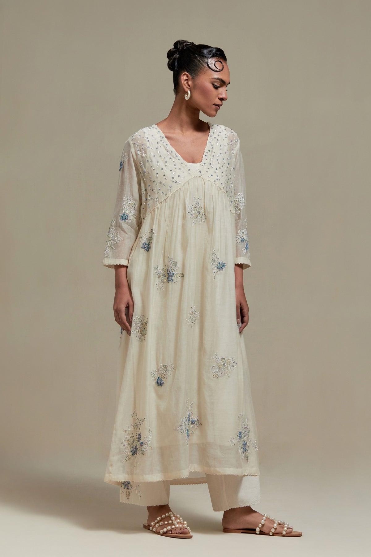 Blue V-Neck Kurta And Pants