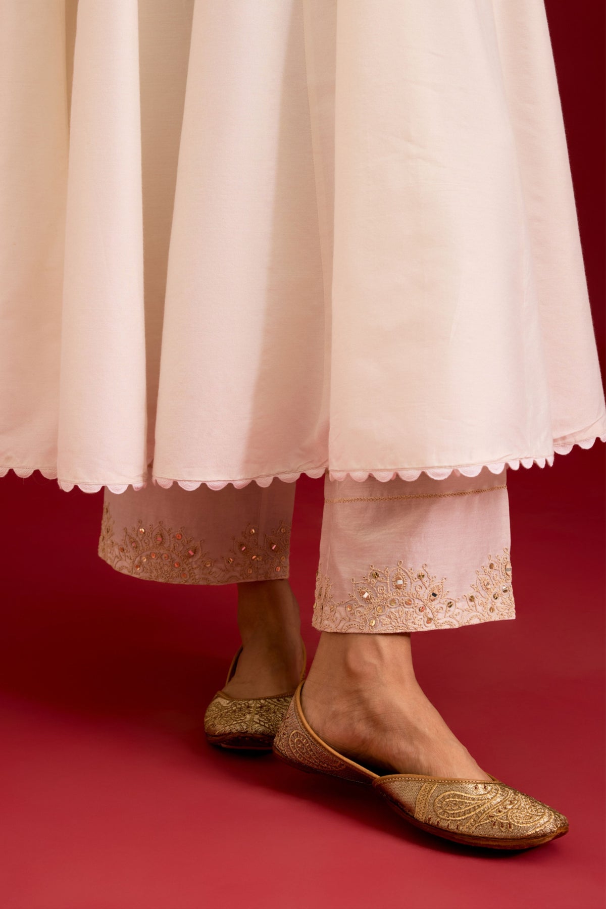 Ivory Embroidered Anarkali Set