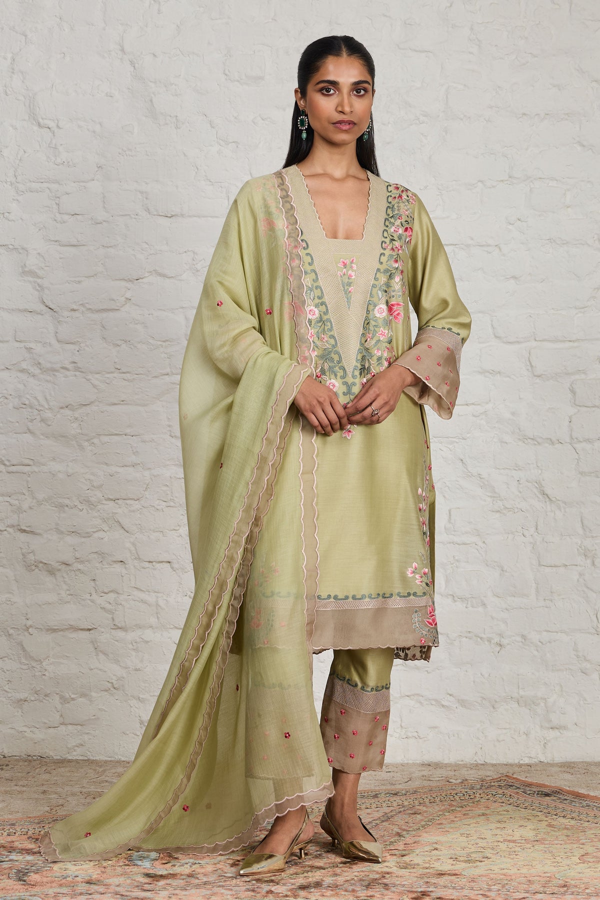 Sage Green Long Kurta Set