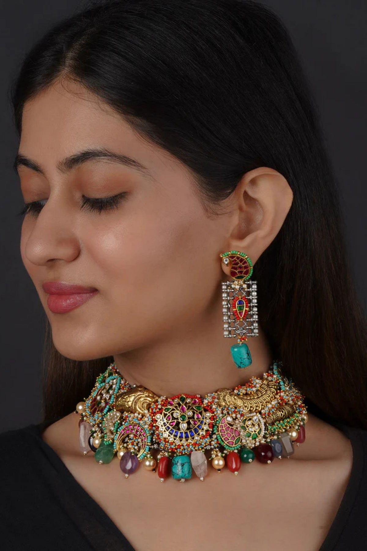 Multicolor Tribal Necklace Set
