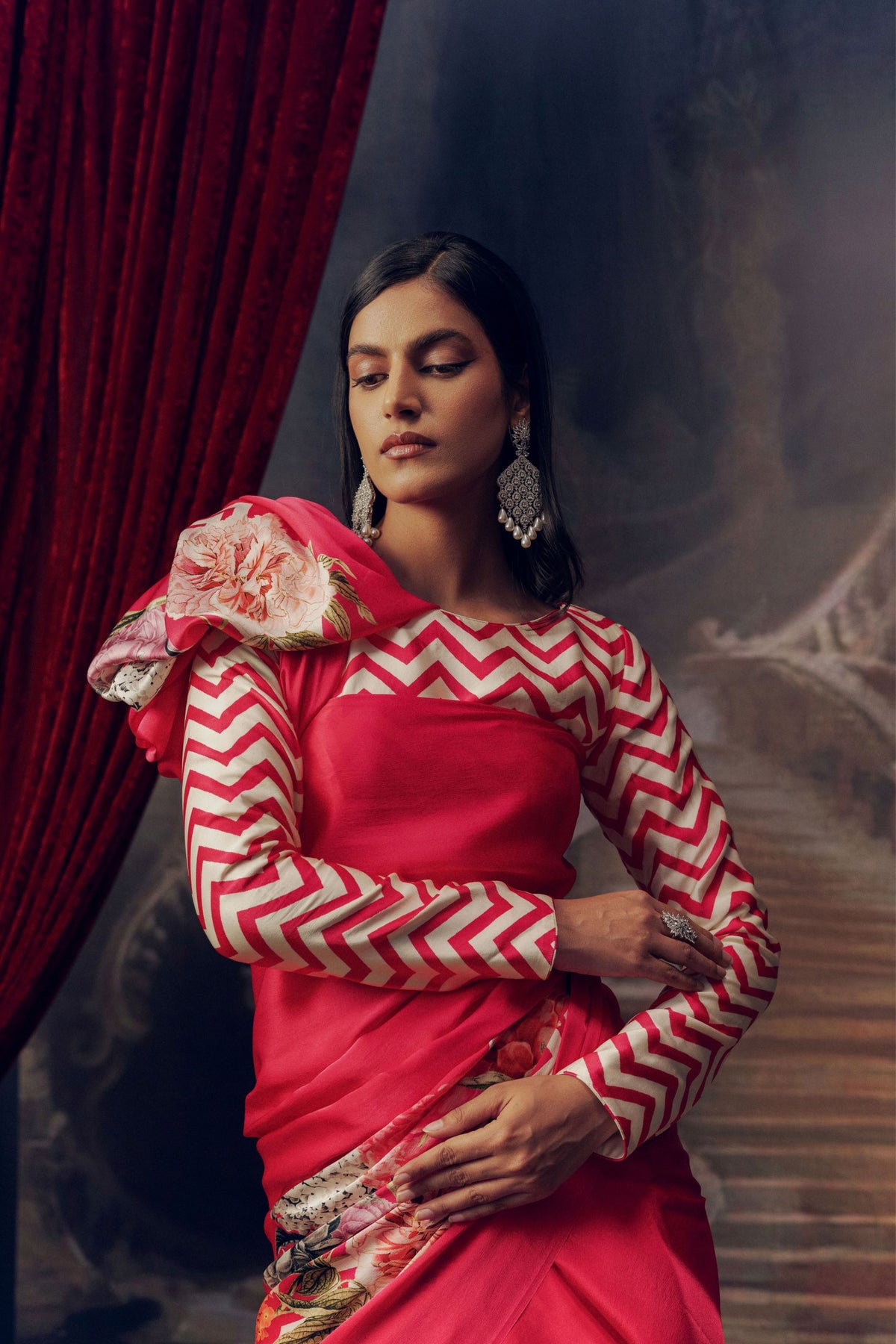 Rekha Saree in Rani Pink