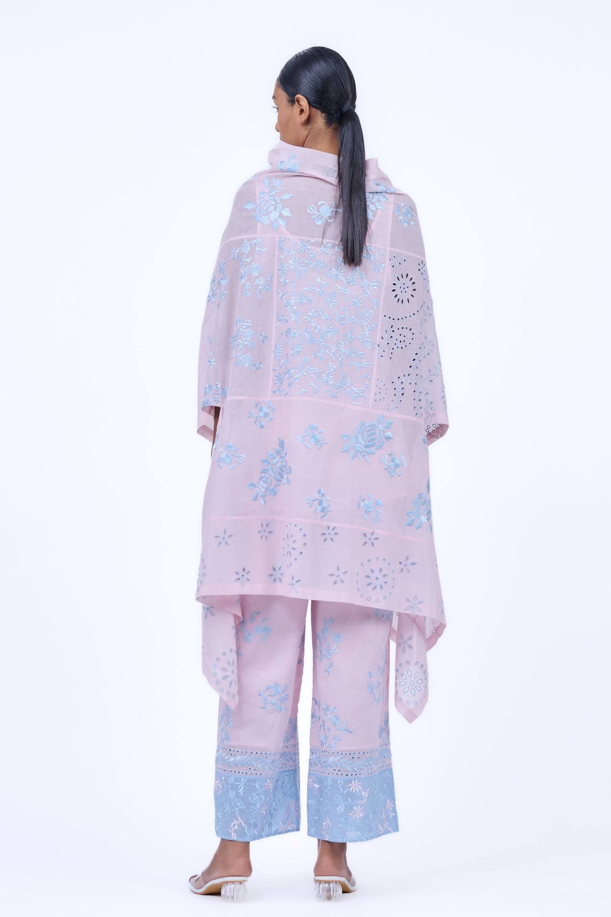 Pink Threadwork Cotton Pants