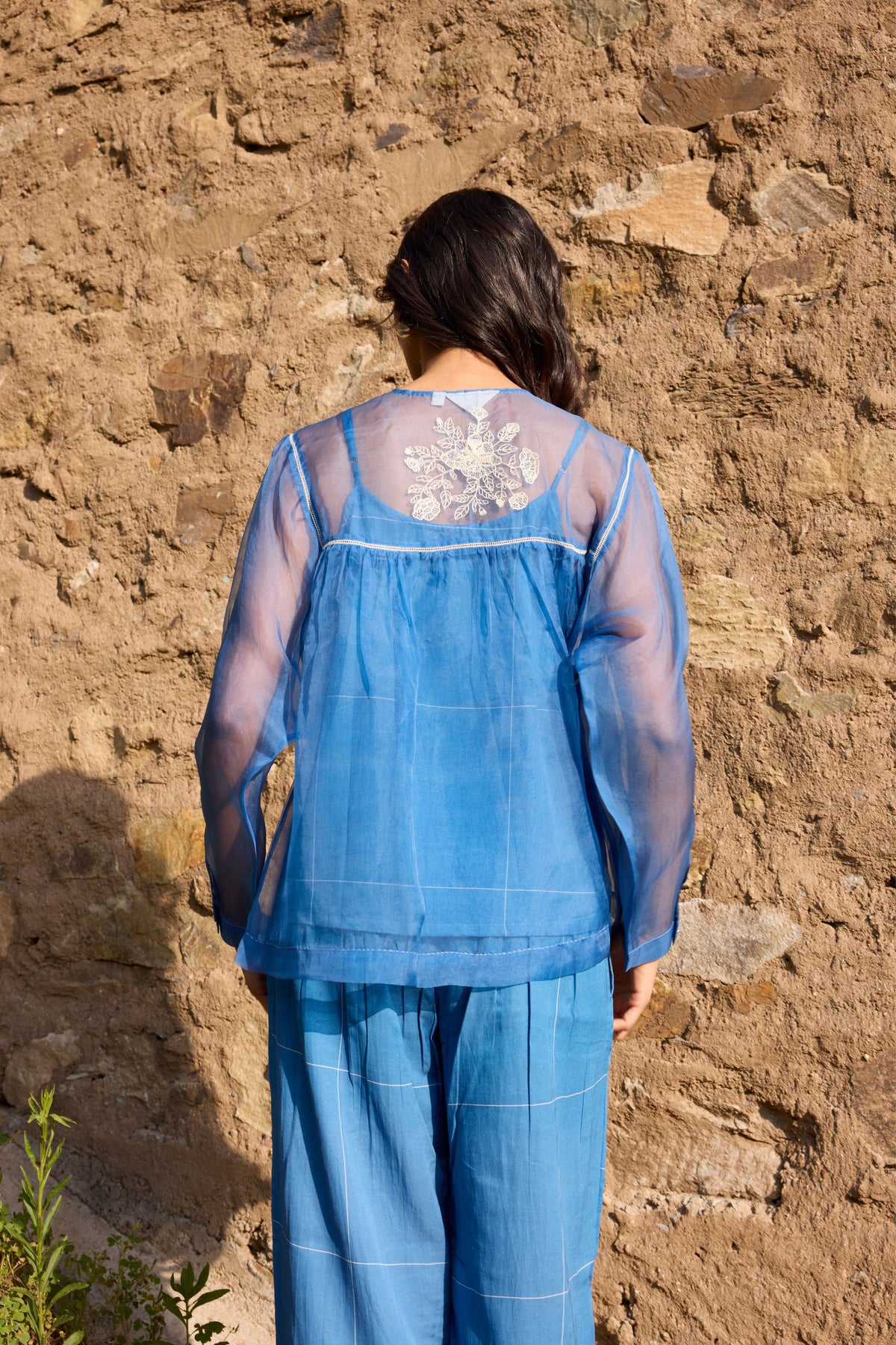 Sheer Organza Yoke Top