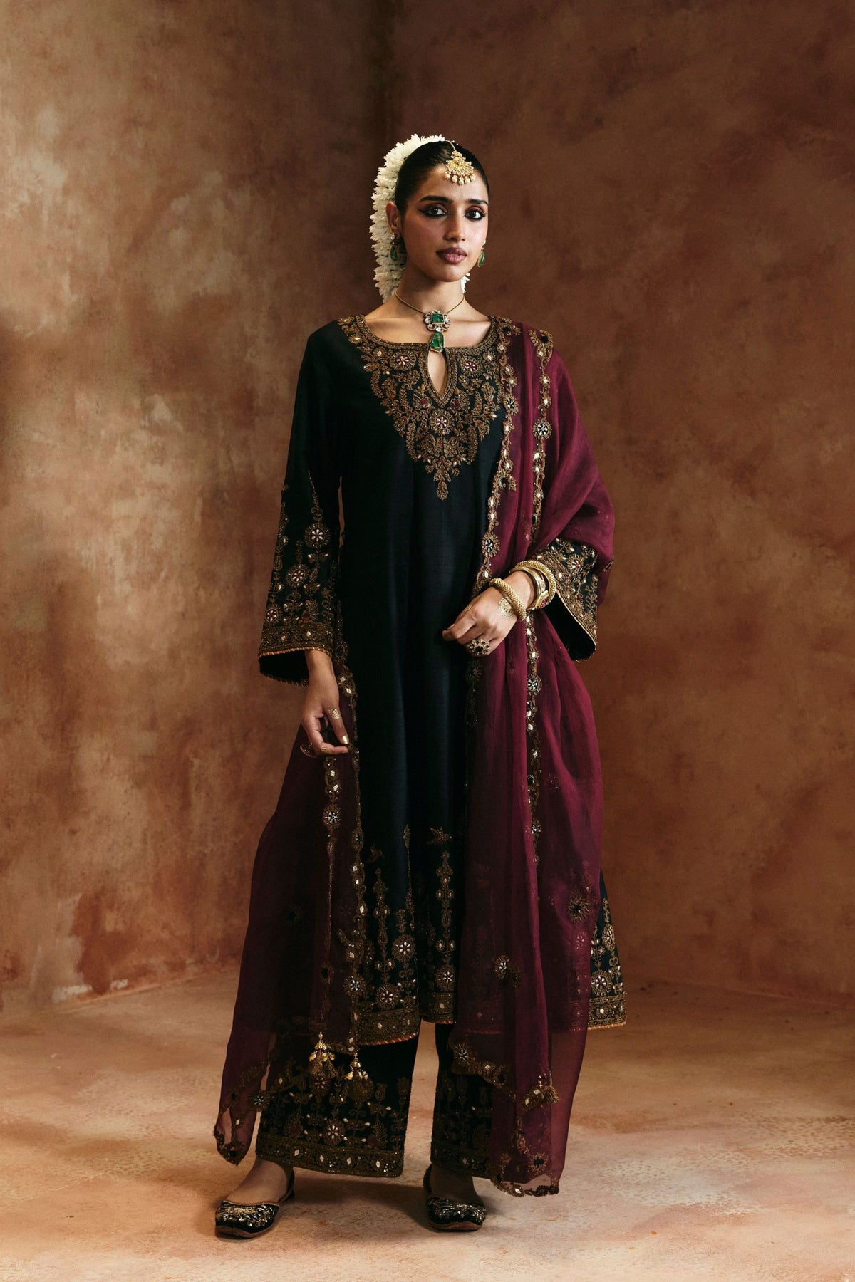 Multicoloured Zardozi Sindh Back Kurta Set